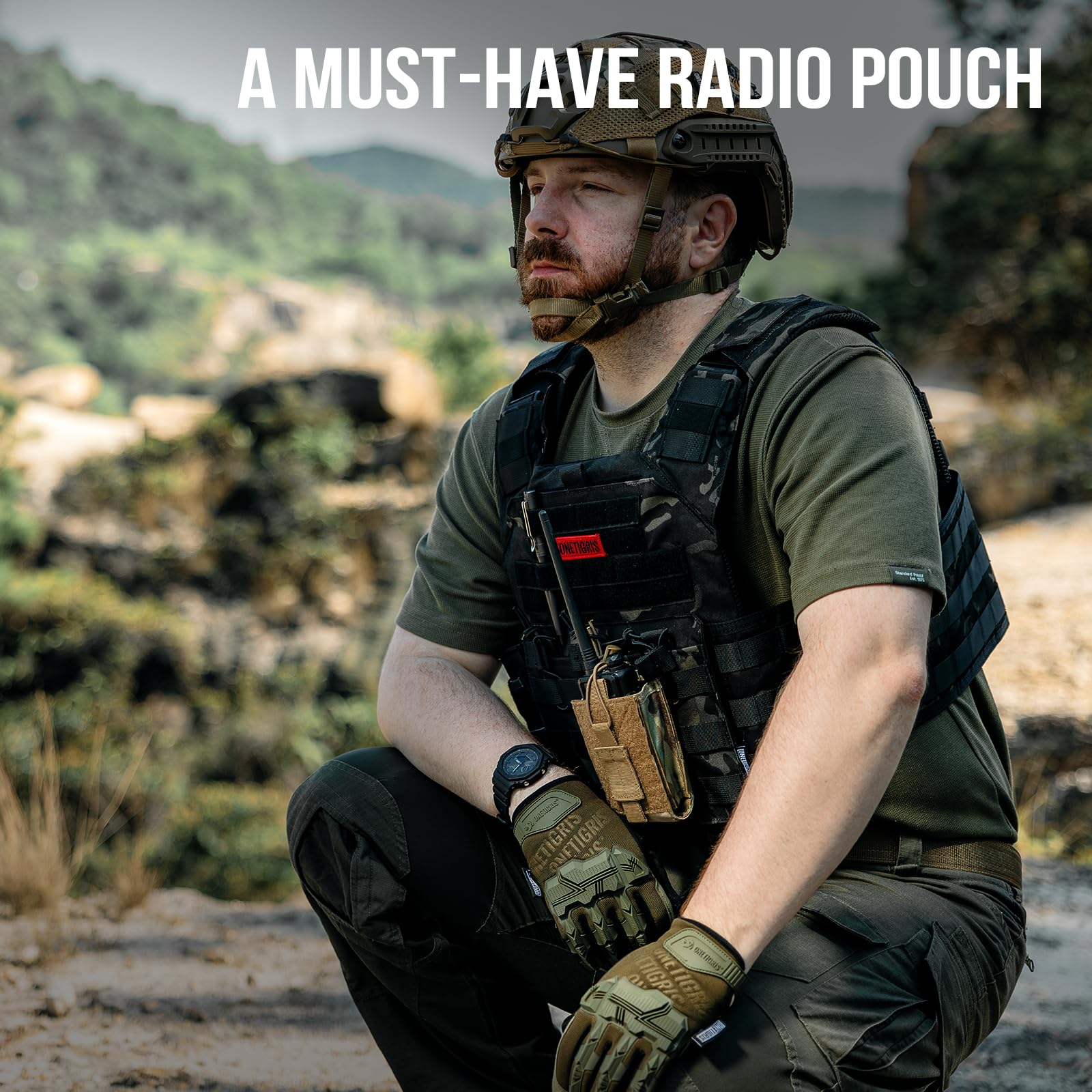 OneTigris MOLLE Radio Pouch for BaoFeng UV-5R BF-F8HP Walkie Talkie - Durable Nylon Tactical Holster for Outdoor, Hiking, and Emergency Communication