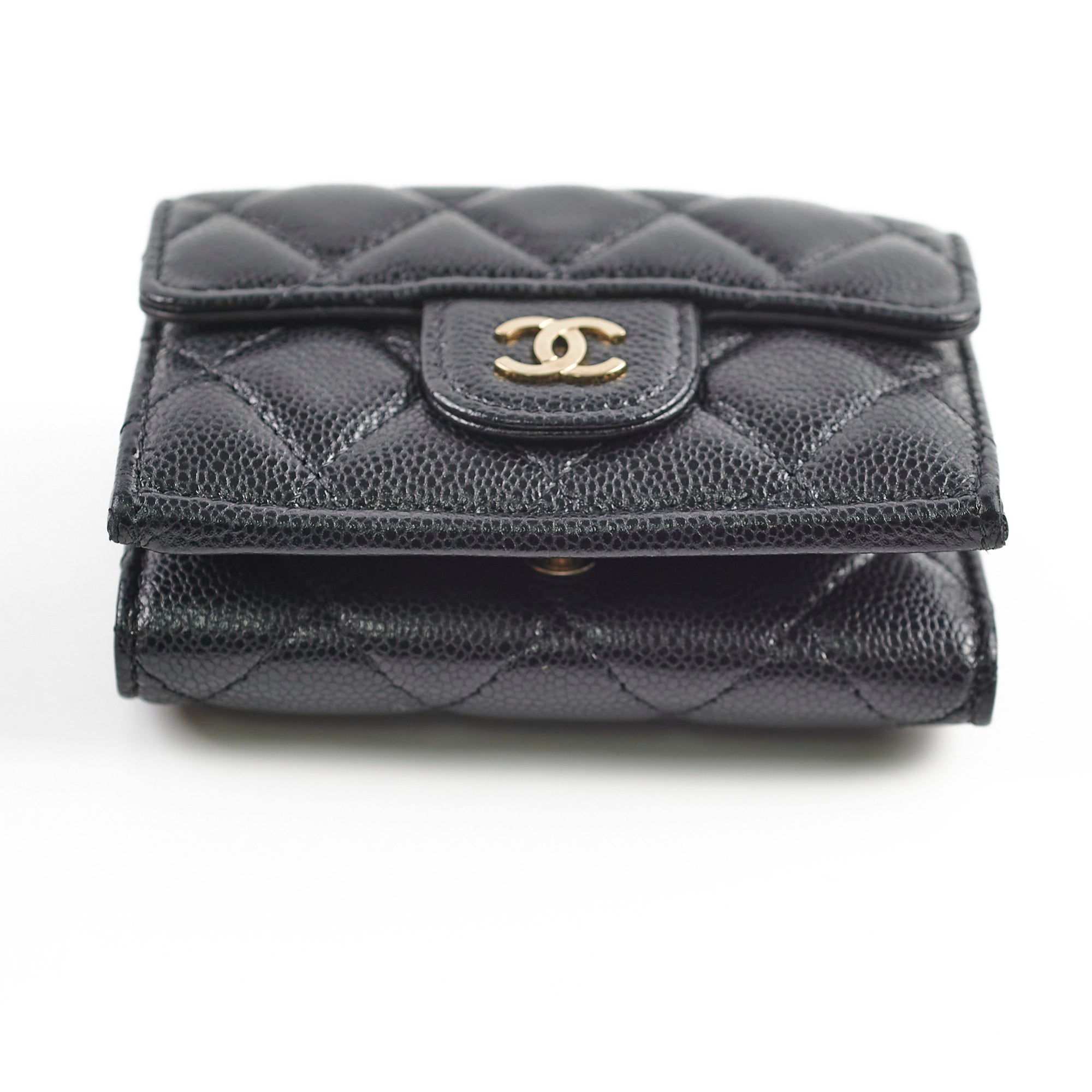 Chanel Caviar Leather Tri-Fold Wallet for Women - Black Luxury Designer Wallet for Everyday Use & Special Occasions