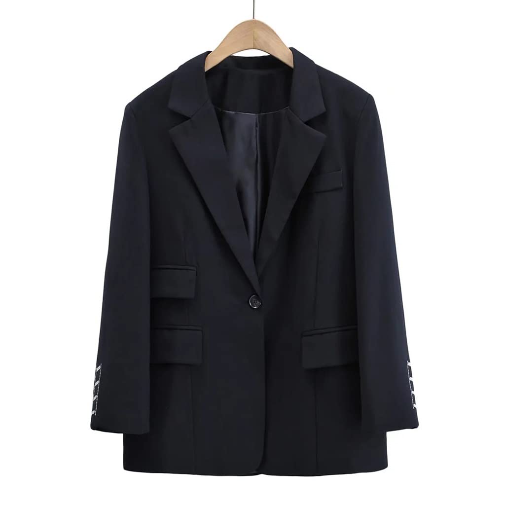 WDBBY Vintage Women's Loose Blazer Coat with Front Pockets - Spring/Autumn Boyfriend Style Fashion Jacket (Color A, Size L) | Office Wear, Casual Outfits & Date Night Outfits