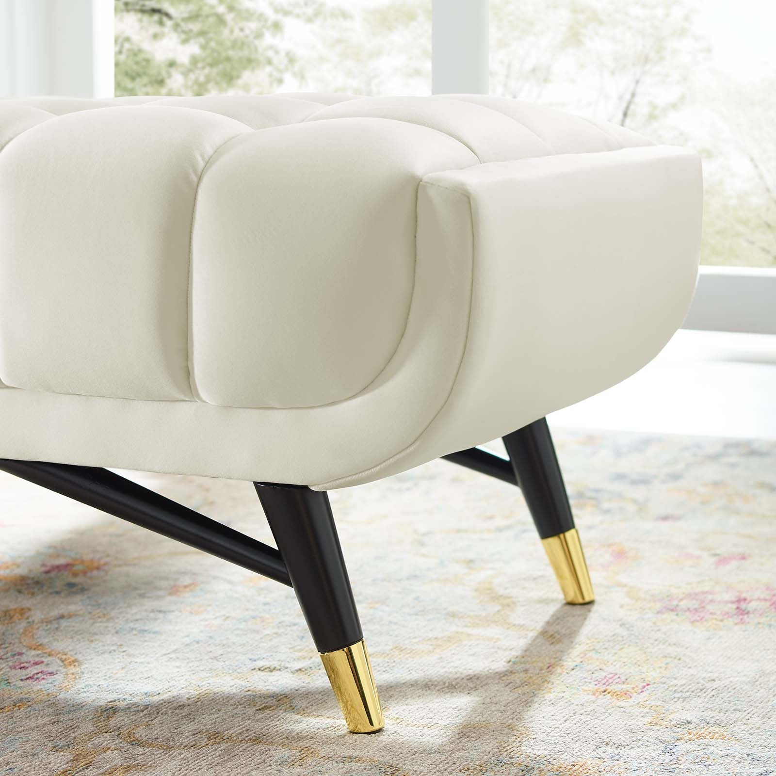 Adept 60 Performance Velvet Bench - Modern Upholstered Storage Ottoman with Tufted Design for Living Room, Bedroom & Entryway - Soft Velvet Fabric, Sturdy Wooden Frame, Multi-Functional Seating & Storage Solution