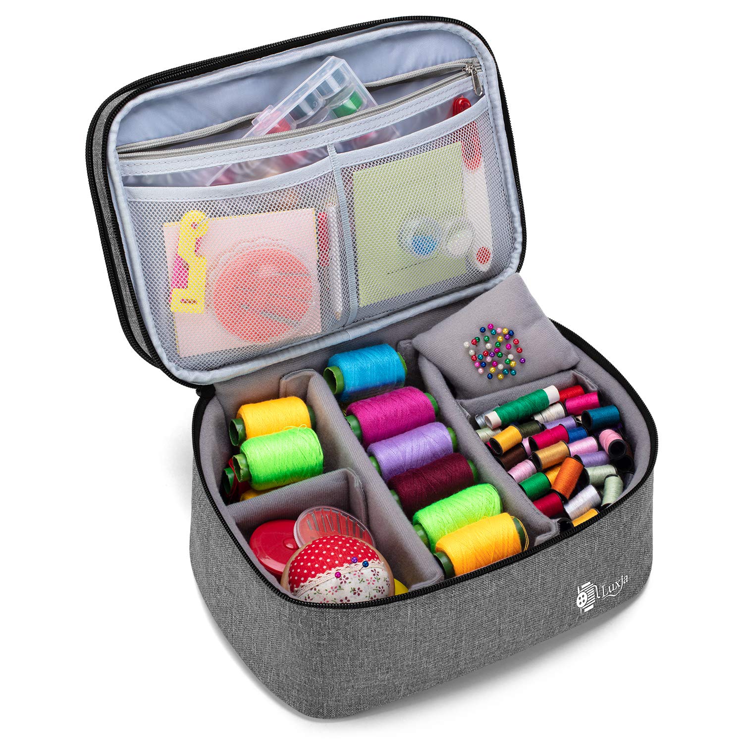 Luxja 2-Layer Sewing Organizer Bag - Storage for Needles, Thread & Sewing Kit Accessories - Perfect for Home, Travel & Craft Projects