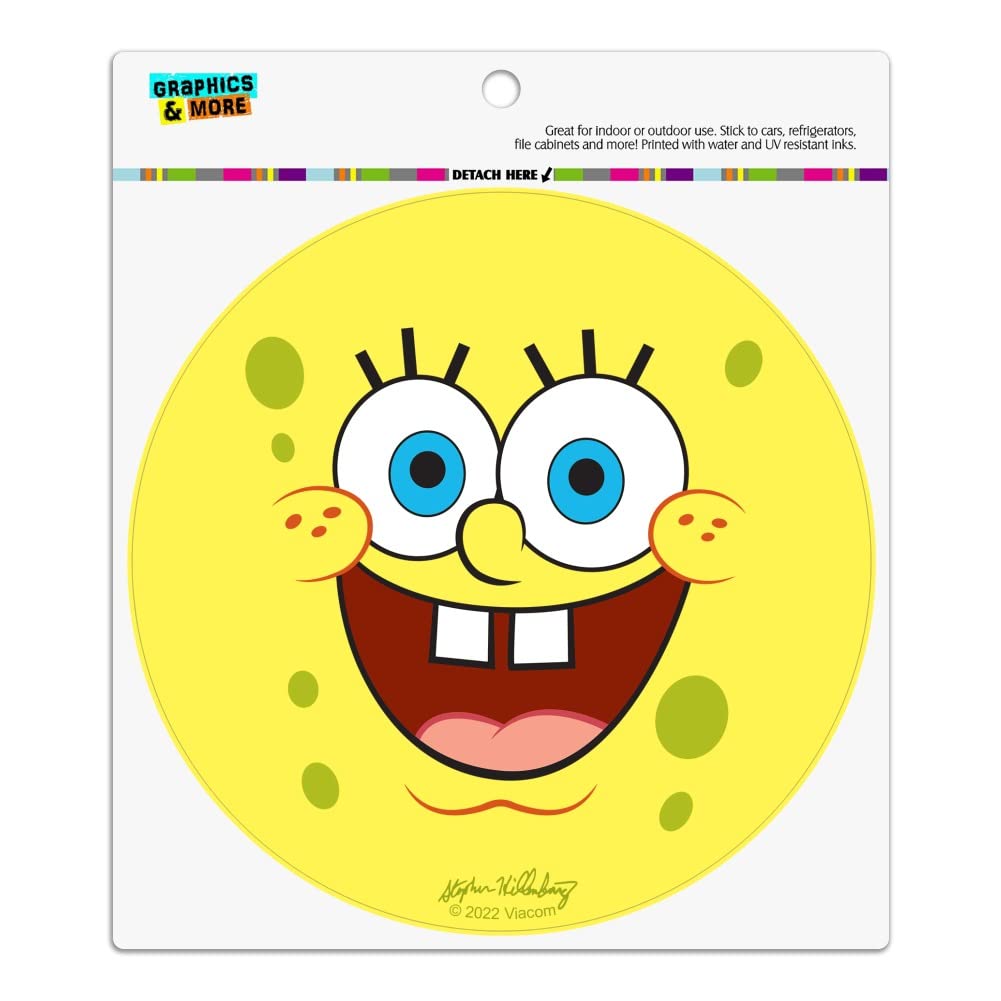 Spongebob Goofy Smile Face Vinyl Circle Magnet - Strong Refrigerator, Locker & Car Decal - Fun Office, Kitchen & Dorm Decor for Fans