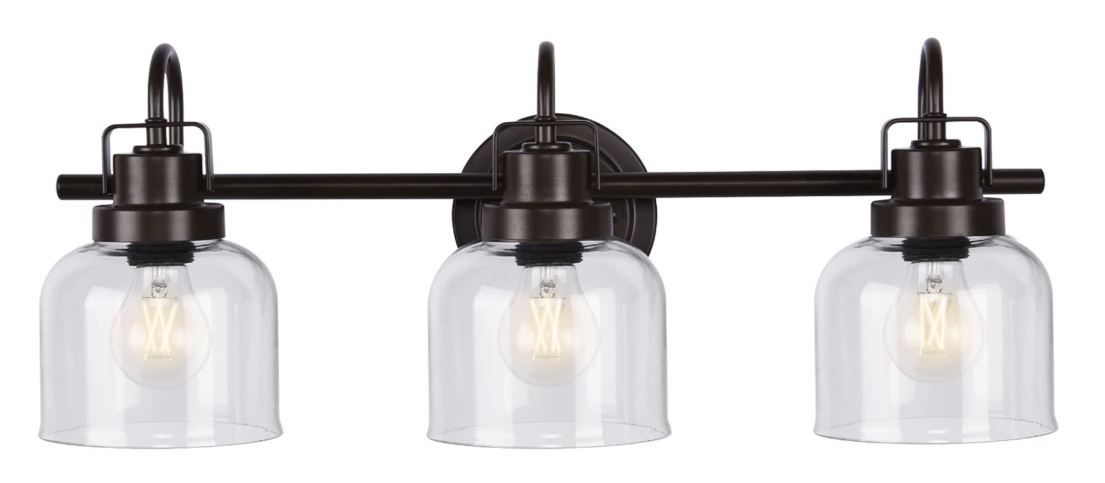 Bronze Bathroom Vanity Lights - 3-Light Fixture with Clear Glass Shade for Bathroom & Living Room