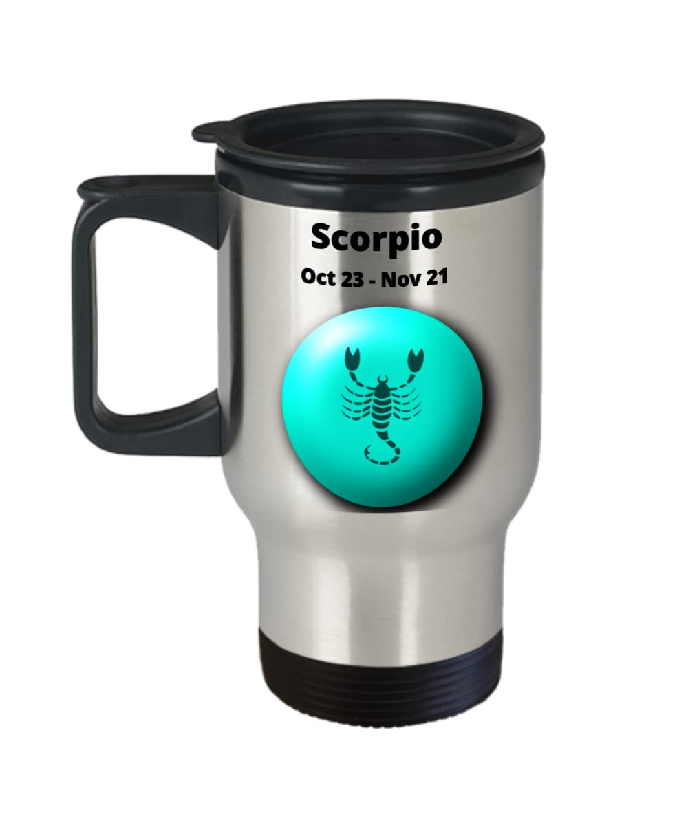 Scorpio Zodiac Travel Mug - 14 Oz Stainless Steel Insulated Tumbler for Hot & Cold Drinks - Perfect for Coffee, Tea & Beverages On-The-Go, Office & Outdoor Adventures