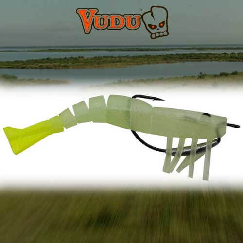 Egret Baits Vudu Weedless Shrimp 3.5 Inch 2-Pack - Saltwater Fishing Lures for Redfish, Trout, and Flounder - Perfect for Inshore and Coastal Fishing