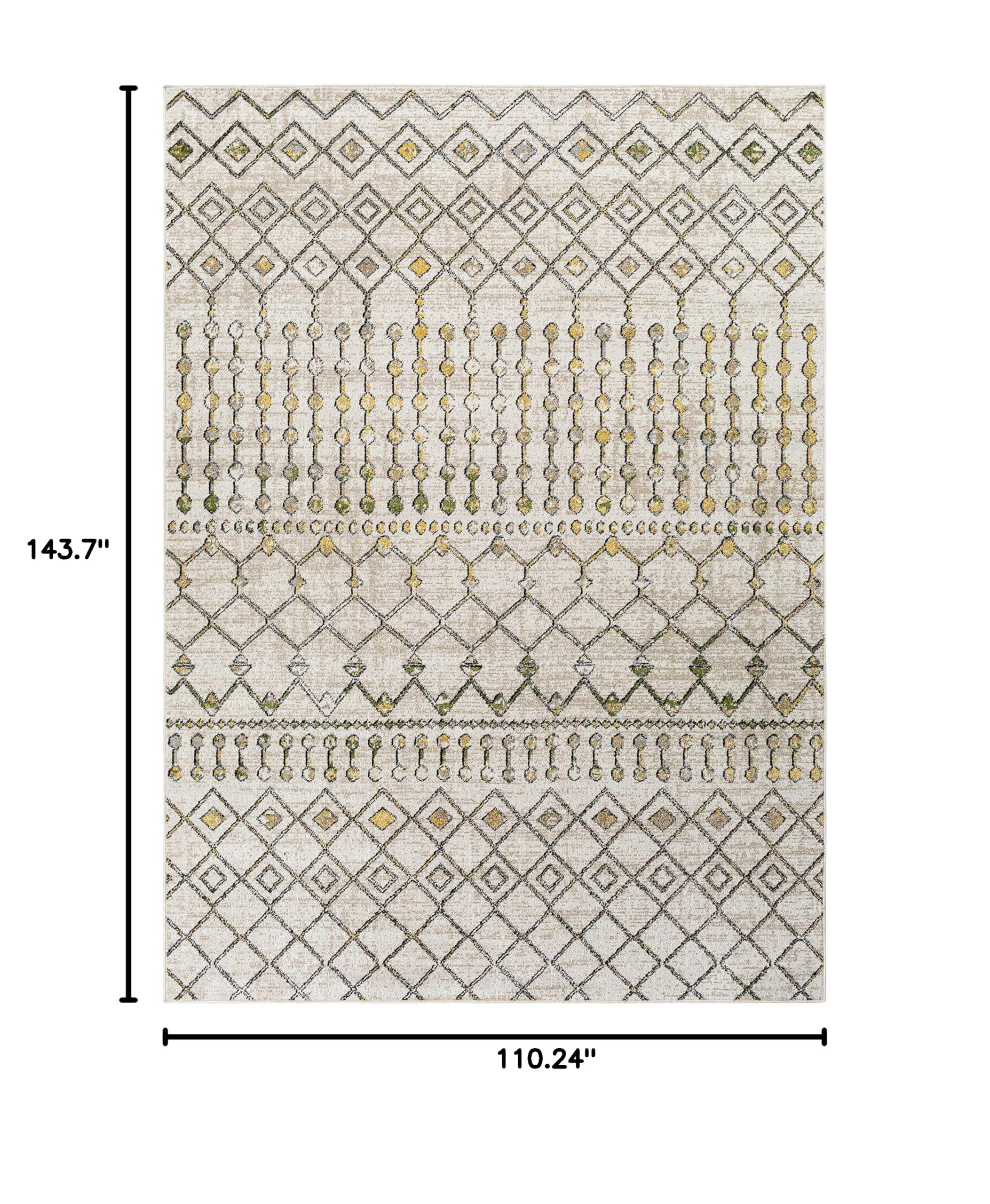 Hauteloom Alanyurt Machine Washable Area Rug - Soft & Durable for Living Room, Bedroom - Black, Gray, Beige - 9'3