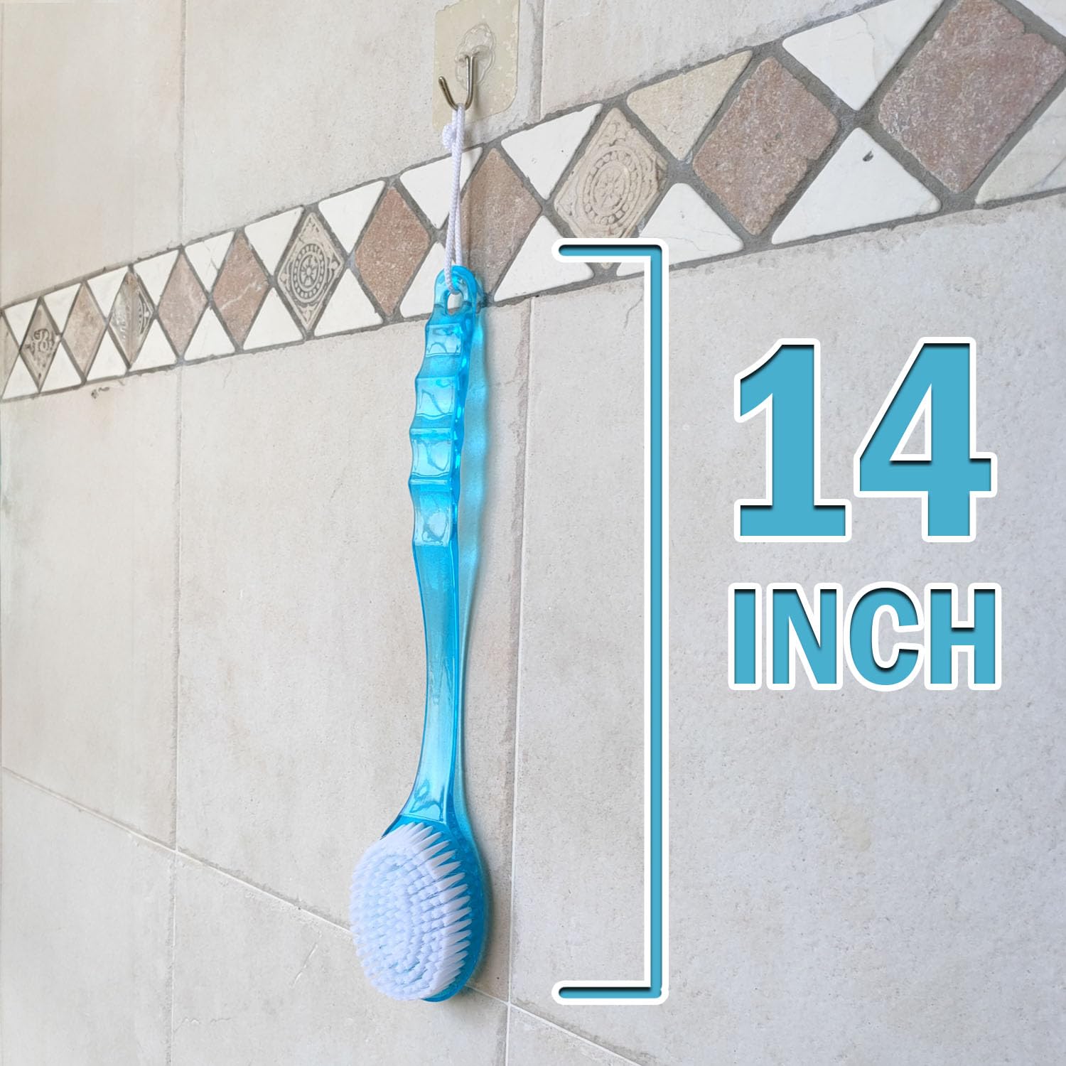 2 Pack Long Handle Bath & Body Brush with Soft Nylon Bristles - Exfoliating Back Scrubber, Body Brush and Foot Scrubber for Shower (Blue & Green) - Perfect for Deep Cleansing & Skin Exfoliation in Bath or Shower