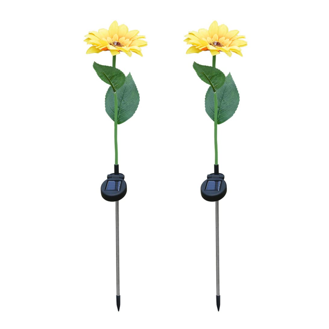 2 Pack Solar Garden Lights - Artificial Sunflower LED Landscape Lighting for Lawn, Pathway, Patio & Yard | Waterproof Solar Outdoor Stake Lamps for Decorative Garden Lighting at Night