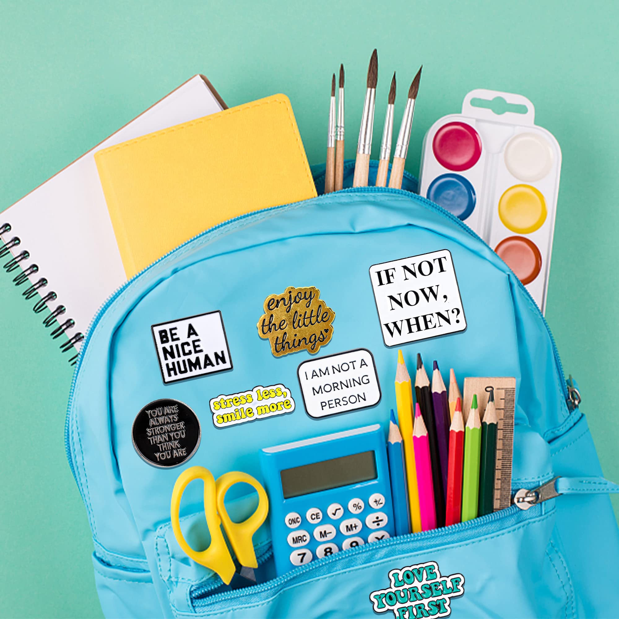 26 PCS Inspirational Enamel Pins Set - Motivational Quote Lapel Badges with Storage Bag for Backpacks, Jackets, Hats & Gifts | Positive Saying Brooches for Students, Teachers, Coworkers & Friends