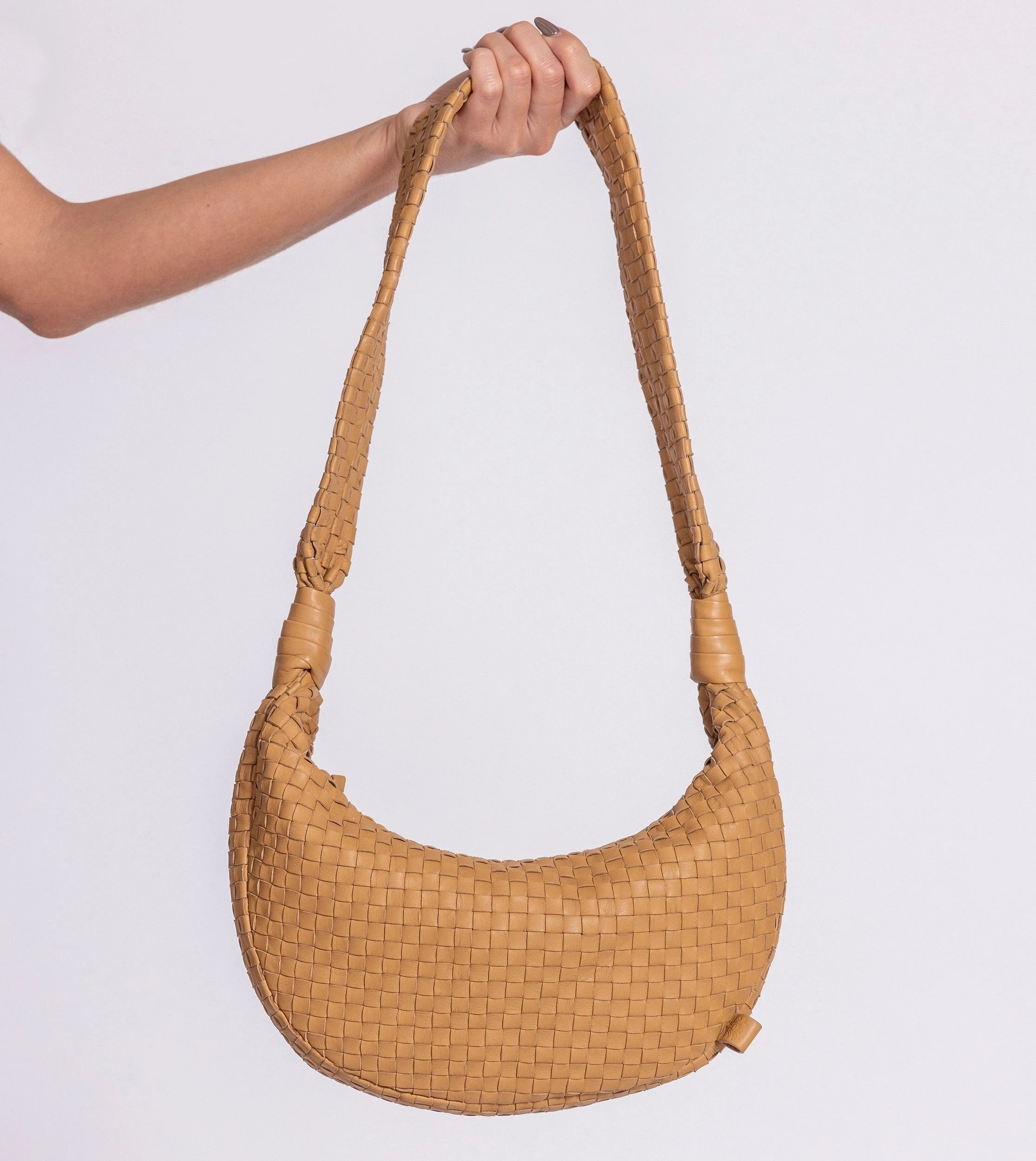 Stylish Dylan Woven Leather Handbag for Women - Dark Tan Crossbody Purse | Perfect for Work, Travel & Everyday Use