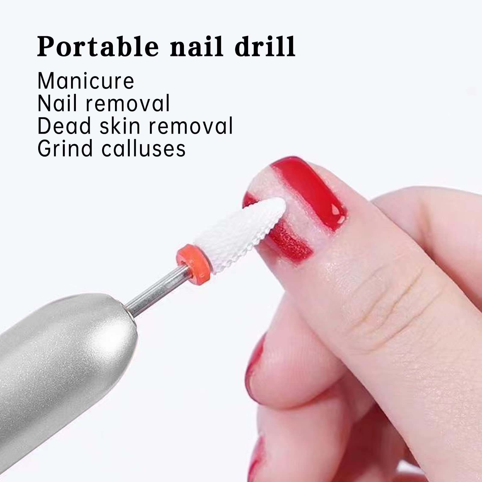 EXCLUZO Professional Electric Nail Drill - 20000 RPM Portable Nail Grinder for Salon & Home Use, DC5V Rechargeable Manicure Pedicure Kit (Silver) | Perfect for Nail Technicians, DIY Nail Art & At-Home Nail Care