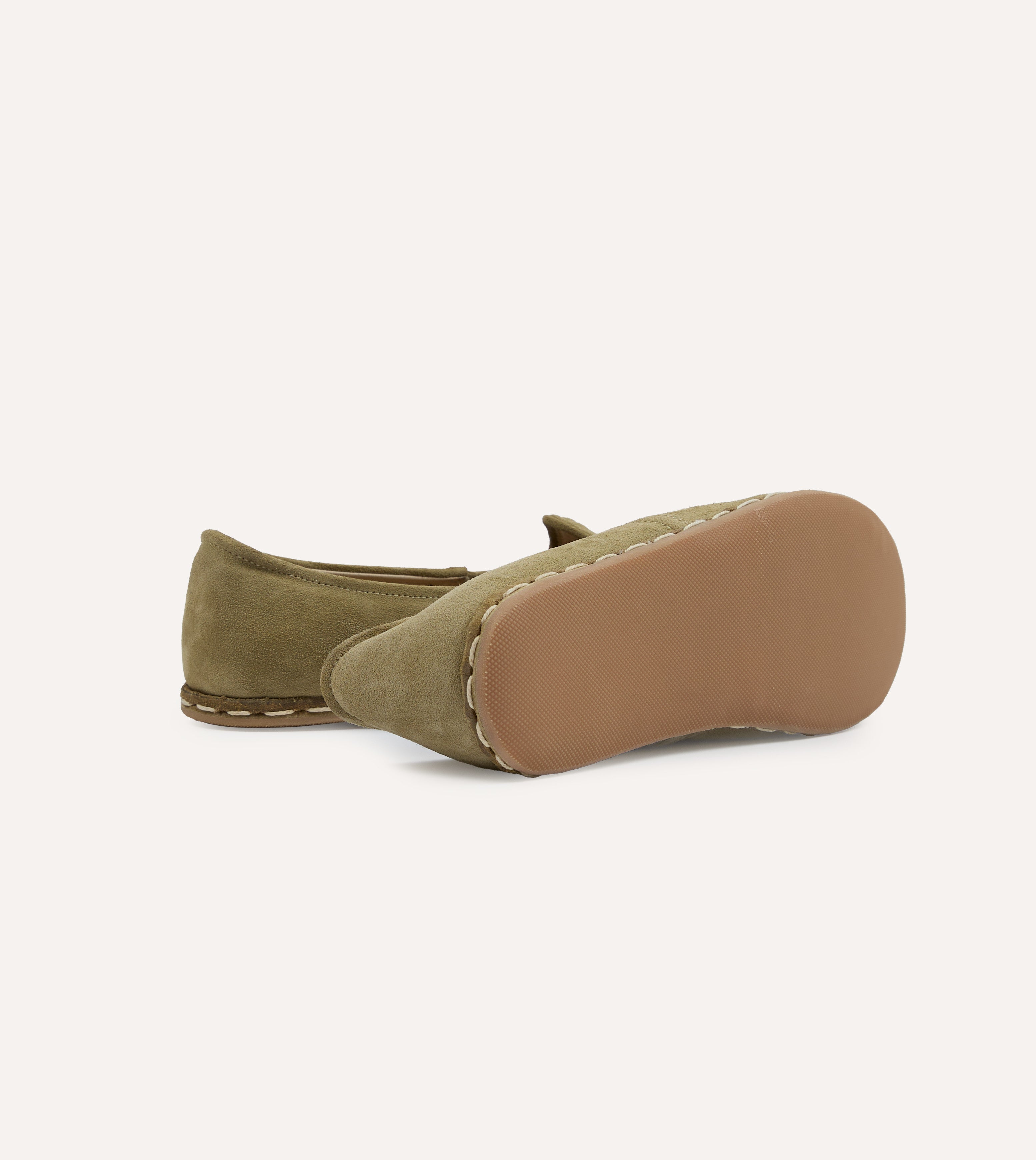 Sabah Olio Olive Suede Shoes - Handmade Italian Leather Loafers for Men & Women | Comfortable Slip-On Shoes for Travel, Work & Casual Wear