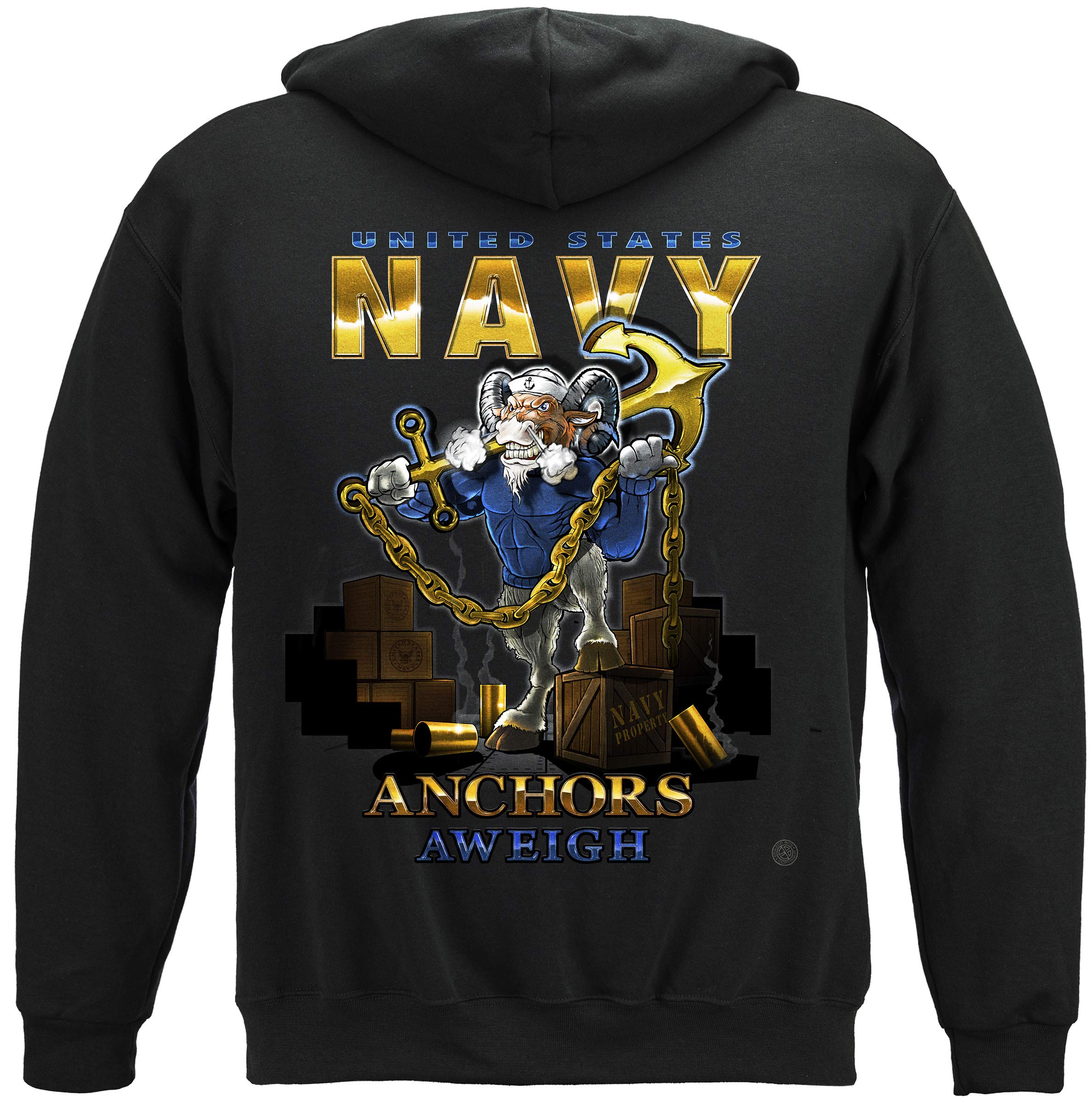 US Navy Hooded Sweatshirt - Erazor Bits Goat Locker Unite MM2422SW - Comfortable Fleece Pullover for Military Enthusiasts | Perfect for Veterans Day, Navy Pride Events & Casual Wear
