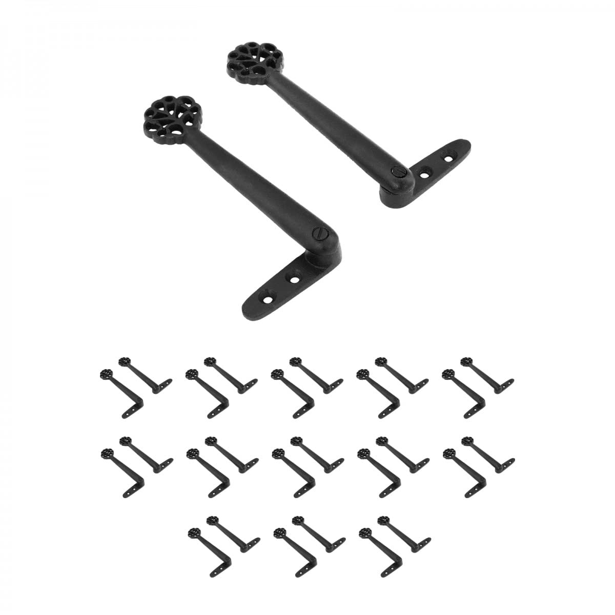 5.5 Inch Black Solid Aluminum Floral Design Stair Carpet Holder Clips - Pack of 13 | Secure Rug in Place | Perfect for Stairs, Hallways & Home Decor