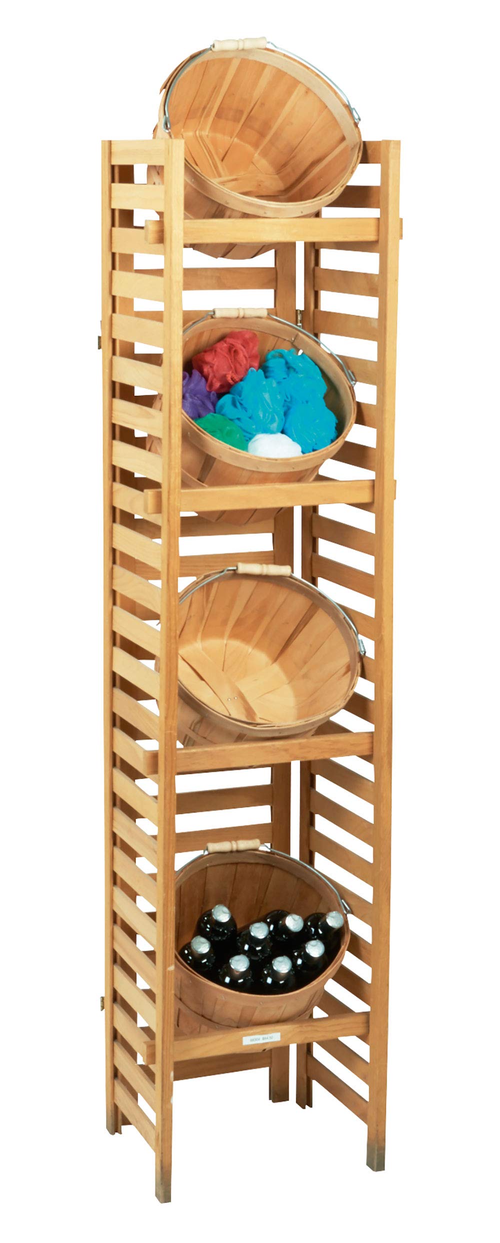 SSWBasics 4-Tier Basket Display Stand - Durable & Elegant Merchandise Organizer for Farmers Market, Fruits, Vegetables, Artisan Goods - Perfect for Retail Stores, Farm Stands, and Home Decor