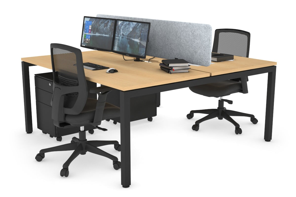 Quadro Square Legs 2 Person Office Workstation Desk - 1200L x 800W with Cable Management Scallop - Perfect for Shared Workspaces & Home Offices