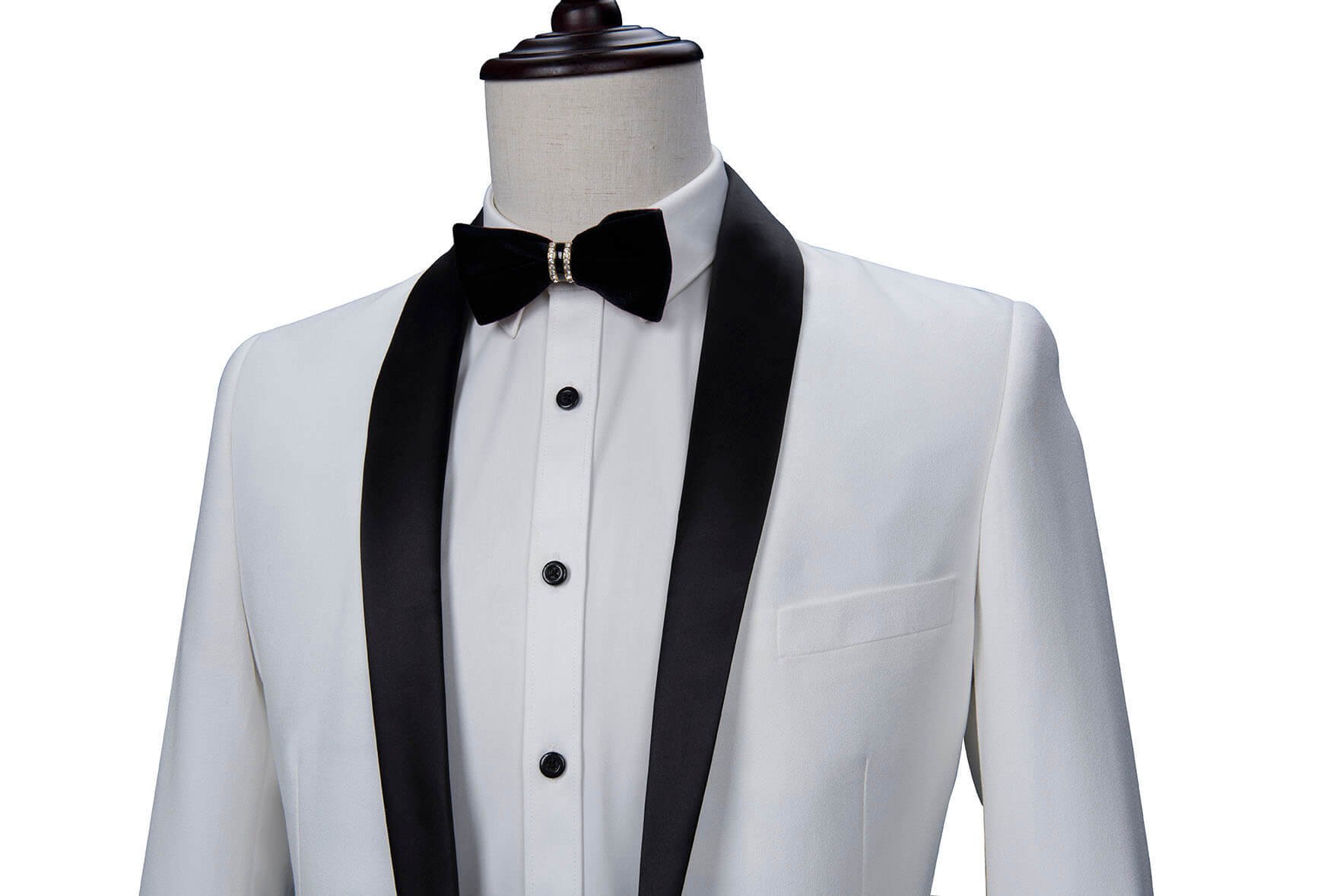 Men's Slim Fit Single Breasted Tuxedo Suit Set - Black & White Shawl Lapel Blazer & Dress Pants for Wedding, Prom & Formal Events