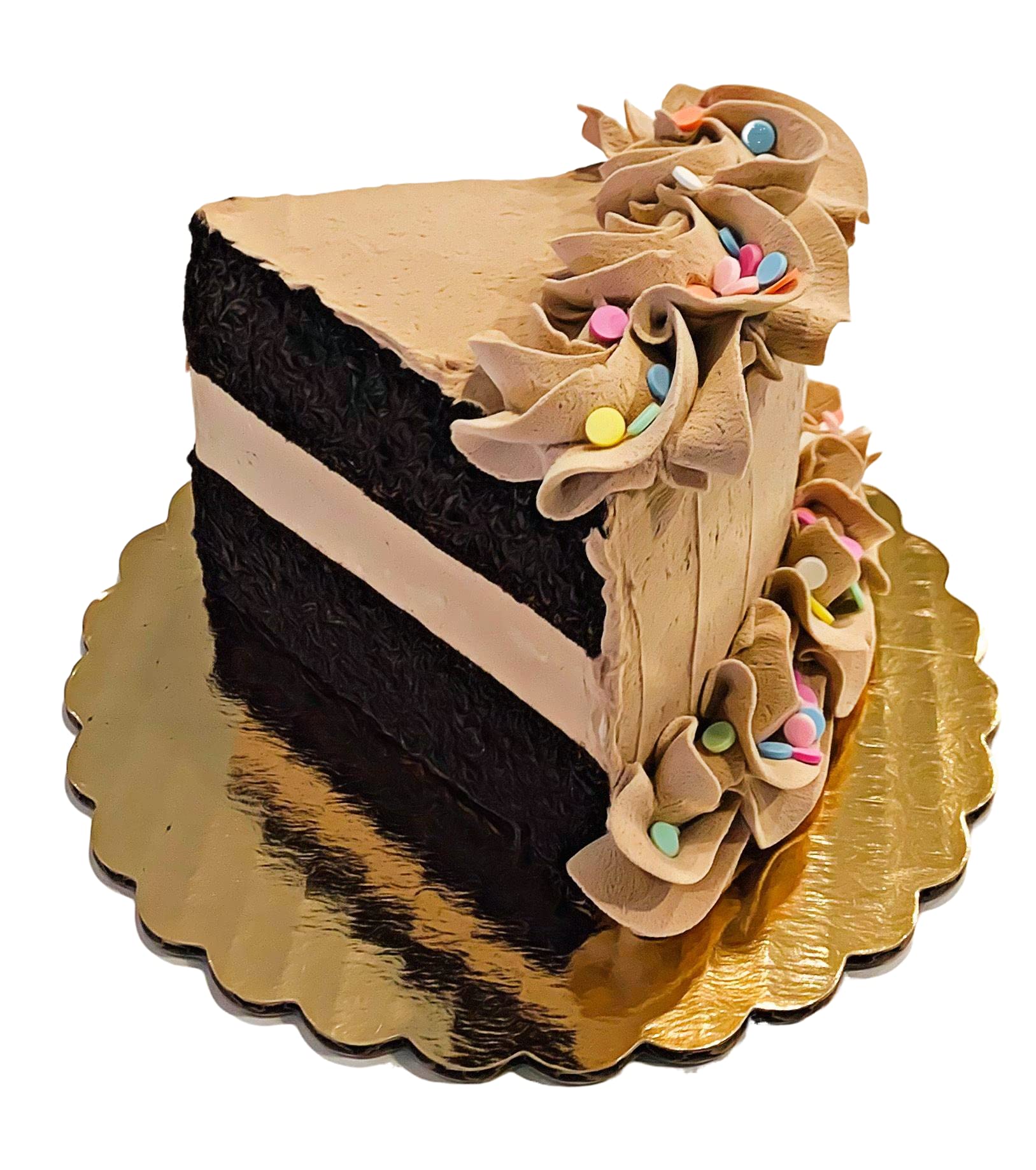 Artificial Chocolate Confetti Cake Slice - Fake Cake Decor for Home & Kitchen Display - Perfect for Party Decorations, Dessert Table Centerpieces & Photography Props