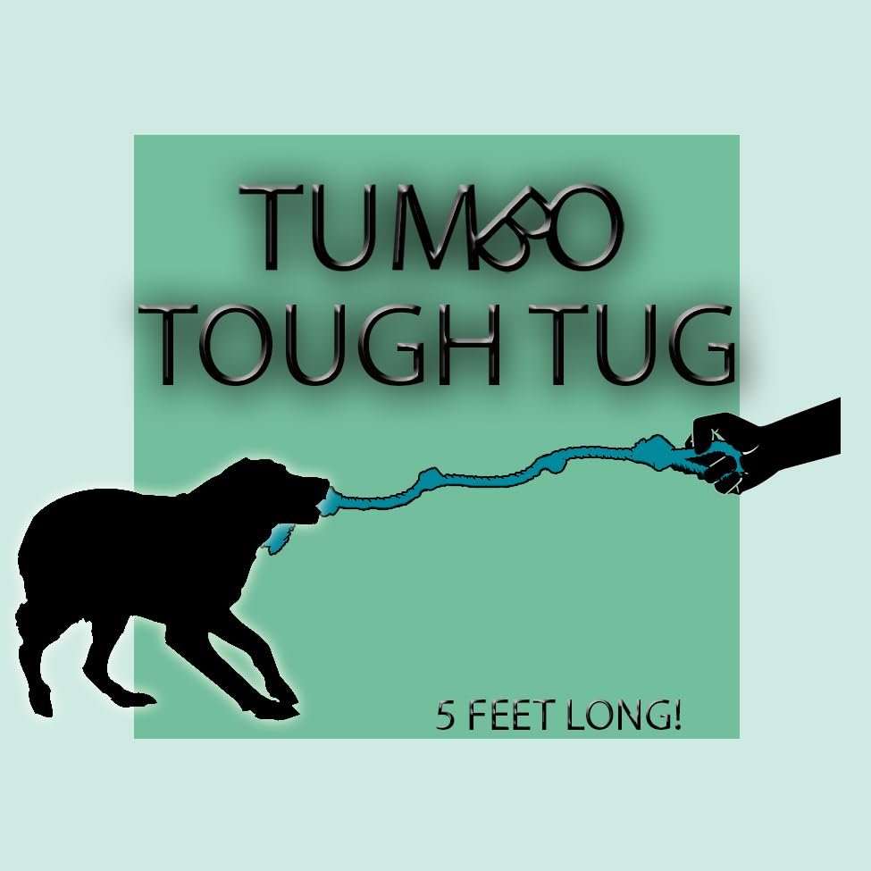 Tumbo Tough Tug Rope Dog Toy - 5ft Long Durable Rope Pull Toy with Handle for Large Dogs | Tug of War Game | Chew Resistant & Strong for Aggressive Chewers | Perfect for Outdoor Play, Training & Bonding (Bahama Blue)