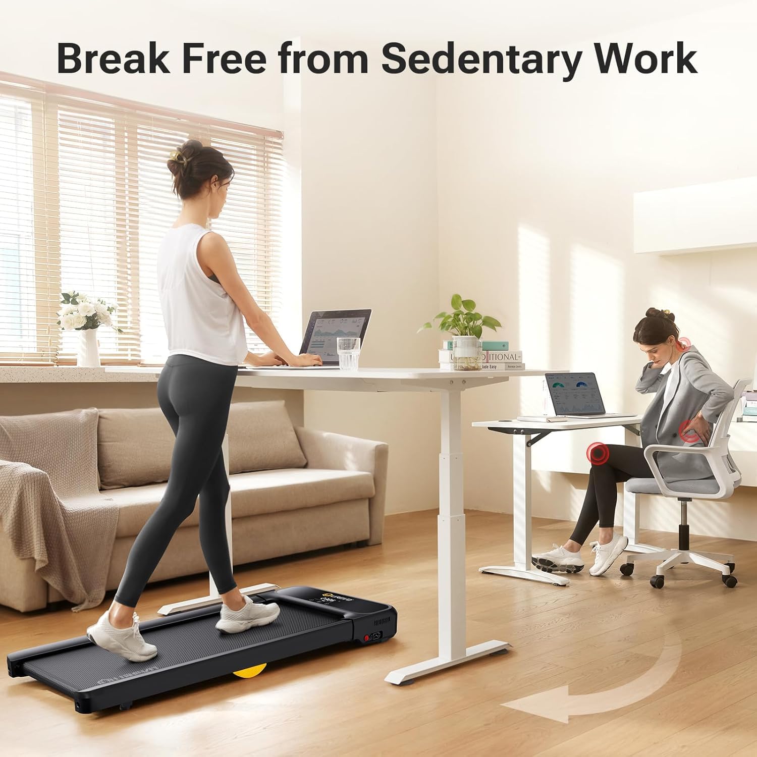 UREVO Under Desk Treadmill - Portable Walking Pad for Home & Office with Remote Control, LED Display & Double Shock Absorption (265 lb Capacity) - Perfect for Workouts While Working or Watching TV