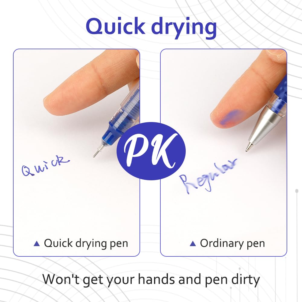 15 Pack 0.5mm Fine Point Rollerball Pens with Japanese Ink - Blue Ink Pens for Smooth Writing - Ideal for Office, School, Note Taking & Journaling