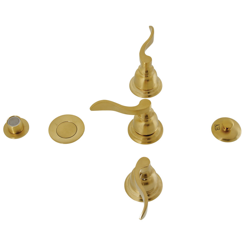 Kingston Brass KB325NFL NuWave French Three Handle Bidet Faucet - Elegant Bathroom Fixture for Modern Toilets | Perfect for Luxury Bathrooms & Spa-Like Experience
