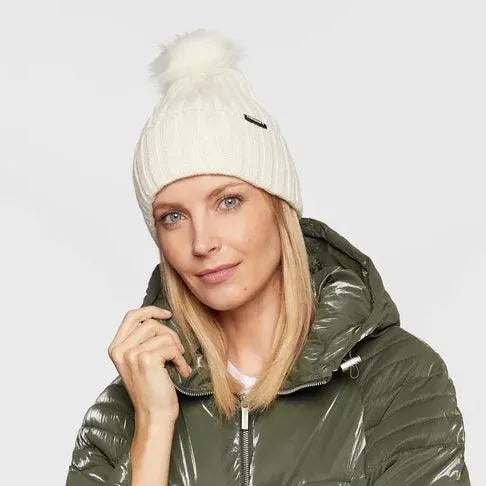 Converse Pom Beanie Hat for Women & Men - Soft Knit Winter Beanie with Faux Fur Pom - Warm & Cozy Unisex Beanie for Cold Weather - Perfect for Skiing, Snowboarding & Outdoor Activities