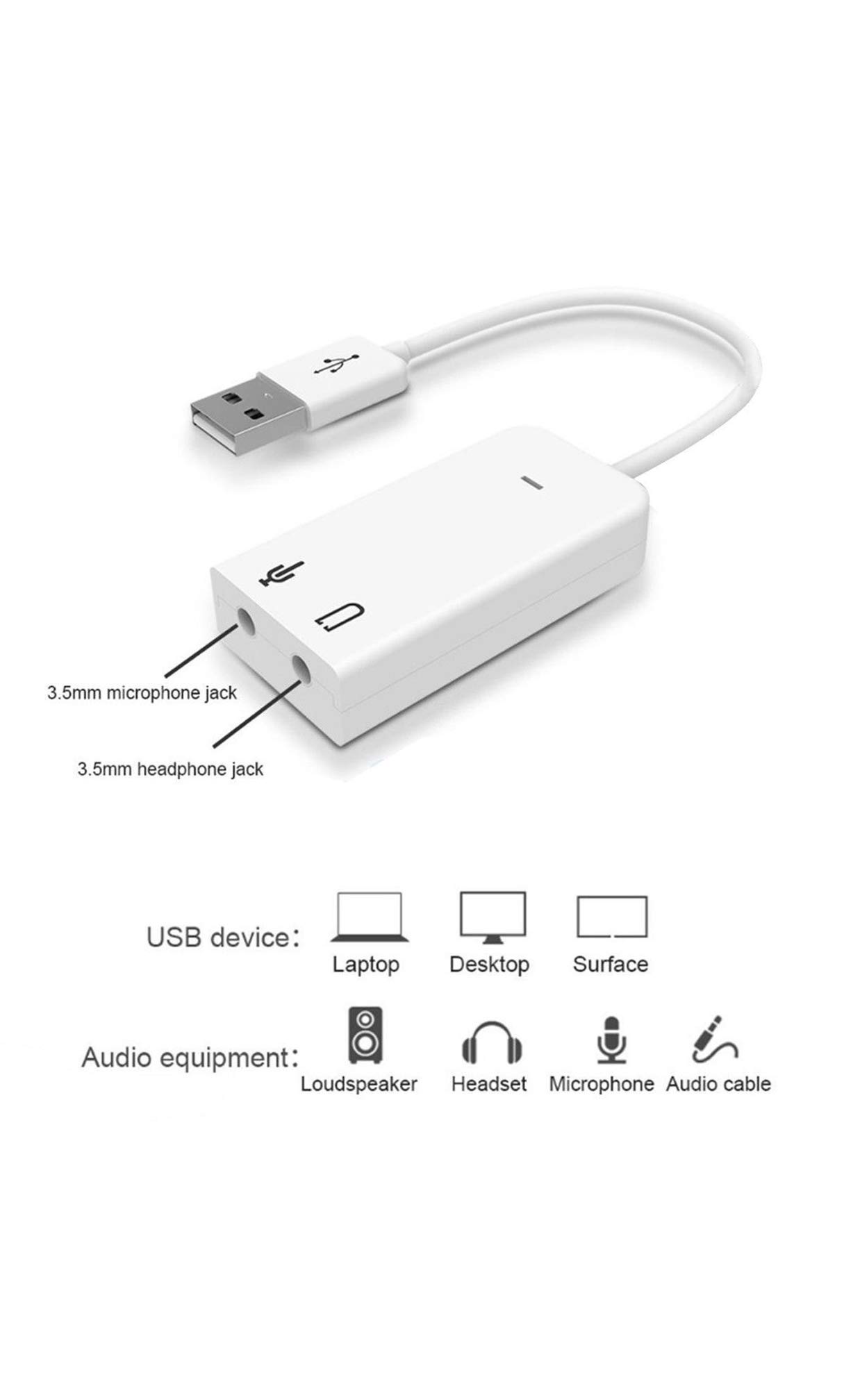 WILDCROC USB Sound Card - 7.1 Channel External Audio Adapter with 3.5mm Headphone & Mic Jack for PC, Laptop, Mobile | High-Quality Stereo Sound for Gaming, Music & Video Calls