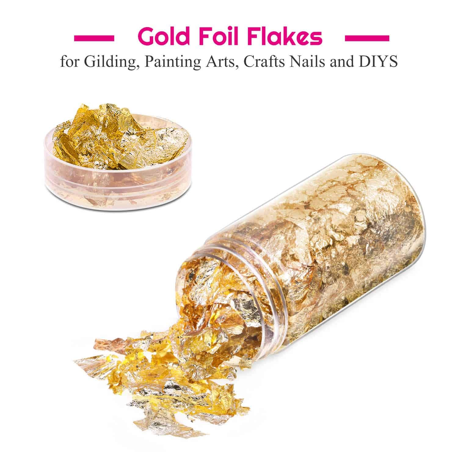 Paxcoo 15 Grams Gold Foil Flakes for Resin Art, Nail Art, Jewelry Making - Imitation Gold Leaf for DIY Crafts, Epoxy Resin Projects, and Decorative Designs