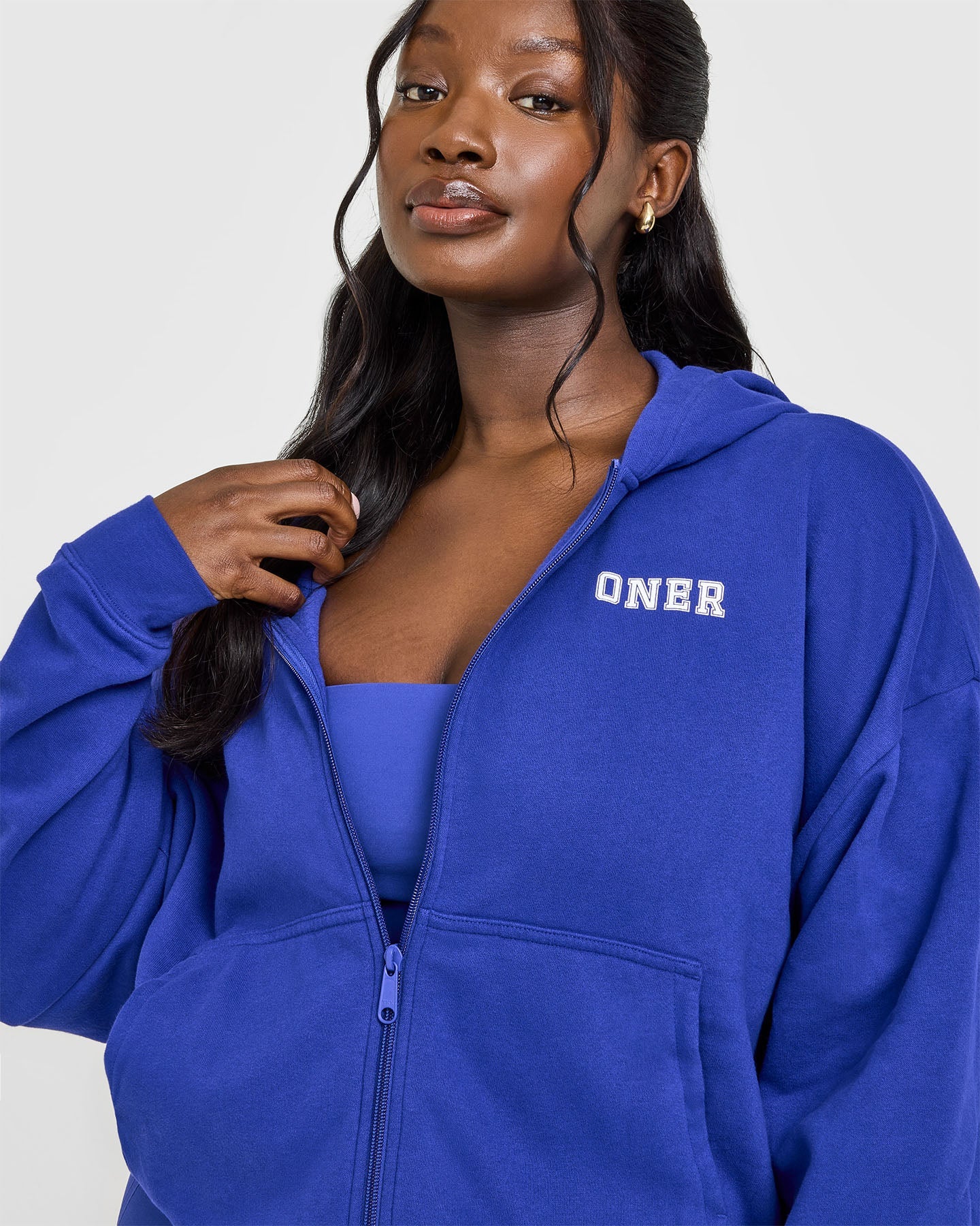 Mid Weight Zip Through Hoodie for Men & Women - Comfortable Fleece-Lined Pullover with Full-Zip Front in Space Blue | Perfect for Casual Wear, Outdoor Activities & Gym Workouts