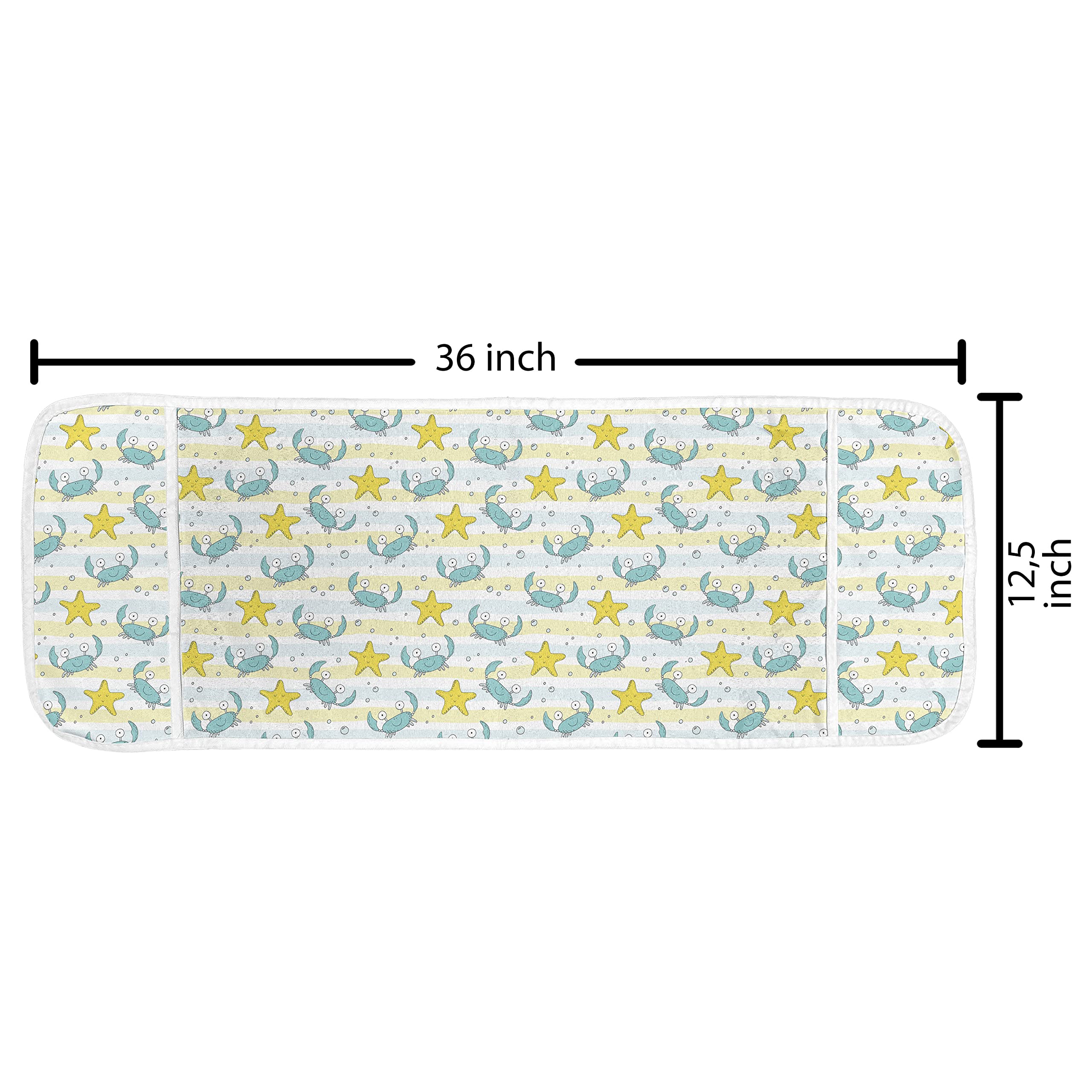 Ambesonne Waterproof Microwave Cover - Ocean Theme with Crabs, Starfish, Bubbles & Lines - 36