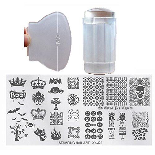 22-Piece Nail Art Stamping Template Kit - XY-J32 Stamping Plates with Egyptian Eye & Pharaoh Pyramid Designs for DIY Nail Stamping - Perfect for Salon, Home Manicure & Nail Art Enthusiasts