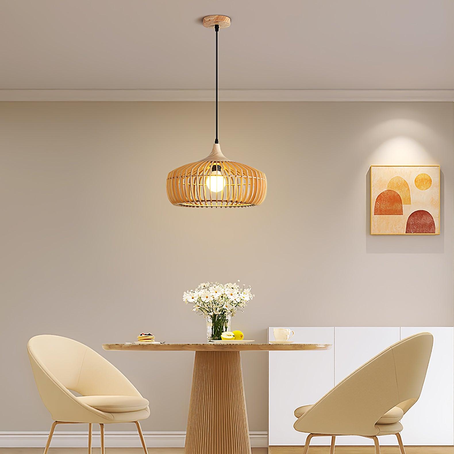 Modern Lattice Nest Wooden Pendant Light - Handcrafted Natural Wood Chandelier for Dining Room, Kitchen Island, Bedroom, or Living Room Decor