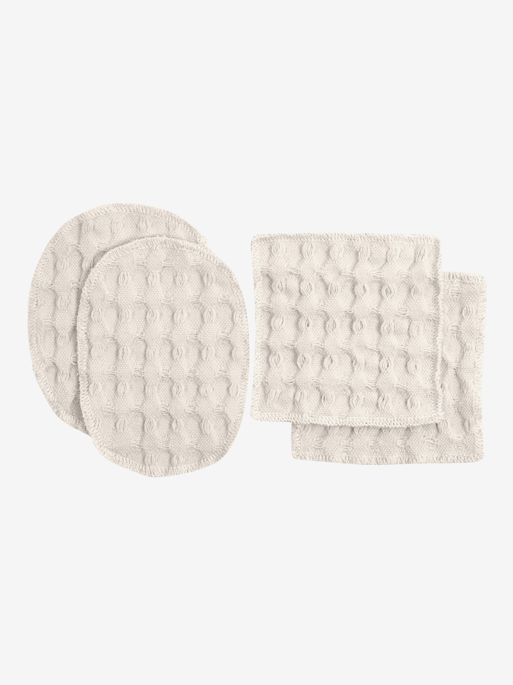 Organic Cotton Big Waffle Makeup Remover Pads - Set of 4 Reusable & Eco-Friendly Facial Cleansing Pads for Makeup Removal & Skincare - Stone Color | Perfect for Travel, Daily Beauty Routine & Sustainable Lifestyle