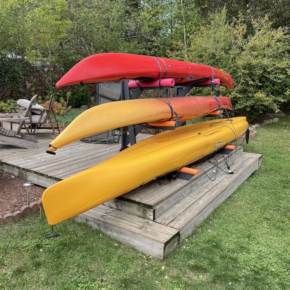 Premium Poly Kayak Storage Rack - Heavy Duty Freestanding Canoe & SUP Rack for Garage or Outdoor Use | Perfect Kayak Holder for Paddle Boards, Canoes & Watercraft Organization