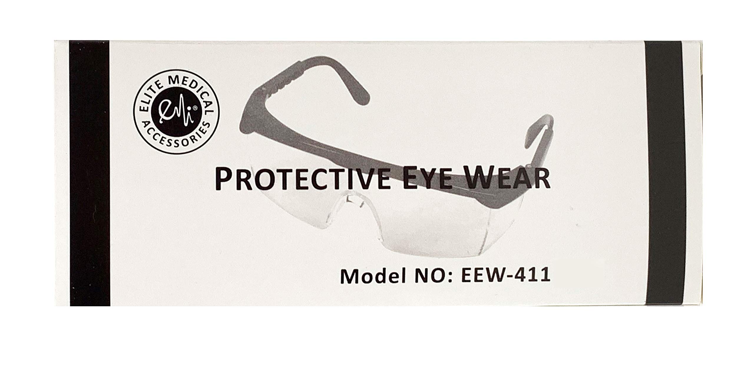 Elite Medical Adjustable Safety Glasses - Anti-Fog, Anti-Scratch, UV400 Protection - Full Frame with Adjustable Temples (EEW-411 Black) - Ideal for Nurses, Doctors, Lab Technicians & Industrial Workers - Perfect for Medical Procedures, Laboratory Work & Construction Sites