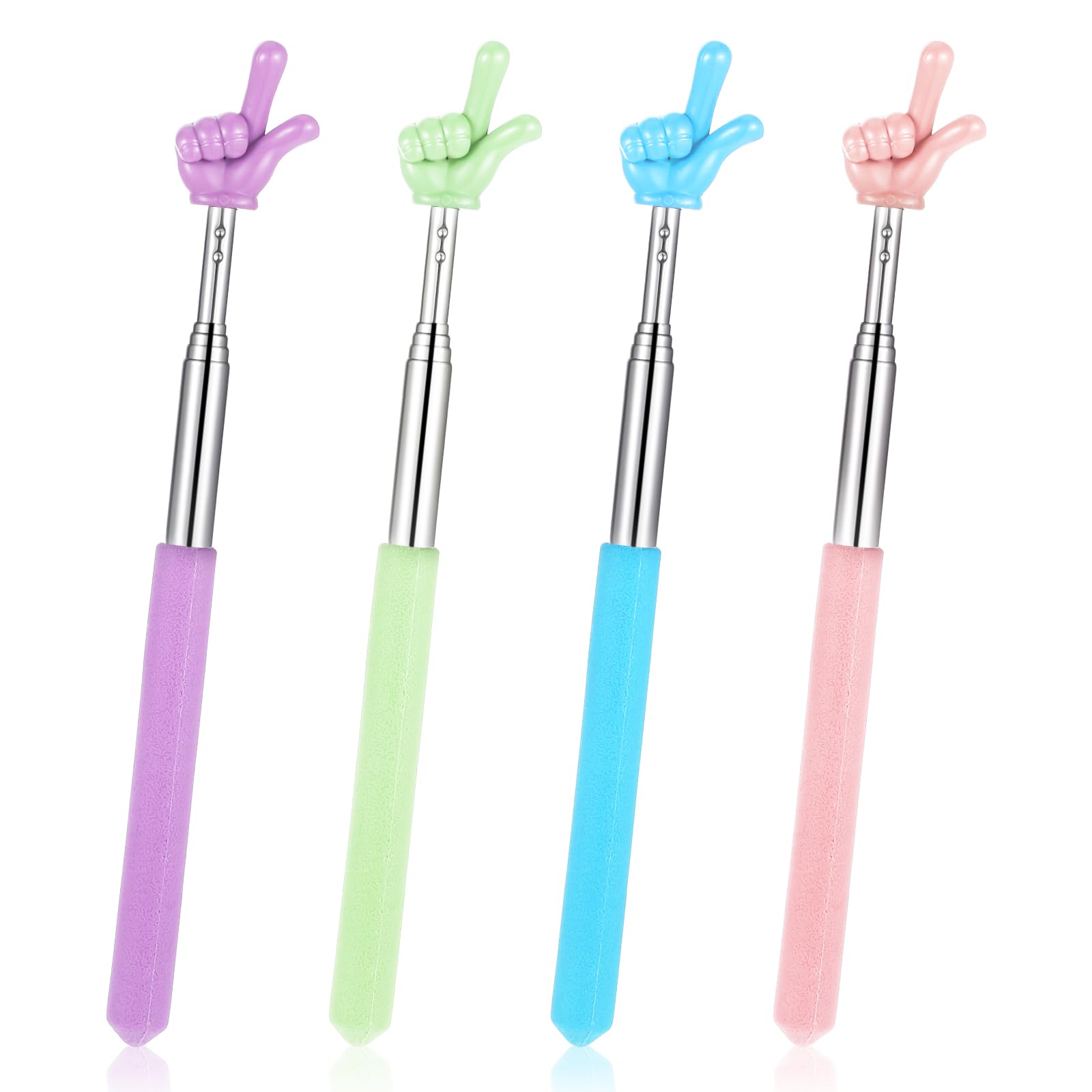 4 Pcs Extendable Teacher Pointers for Classroom & Reading - Cute Retractable Sticks for Elementary & Kindergarten Teachers