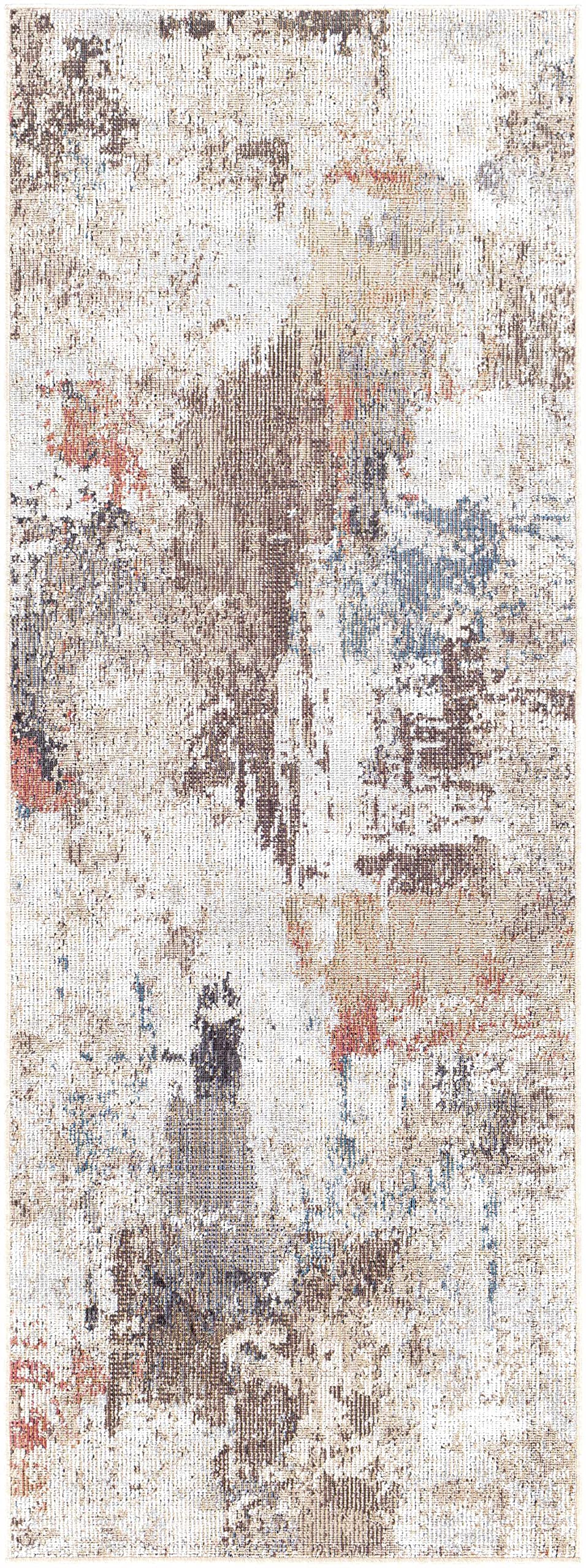 Hauteloom Winkleigh Modern Area Rug for Living Room, Bedroom, Patio - Dark Red, Peach, Light Brown - 5'3