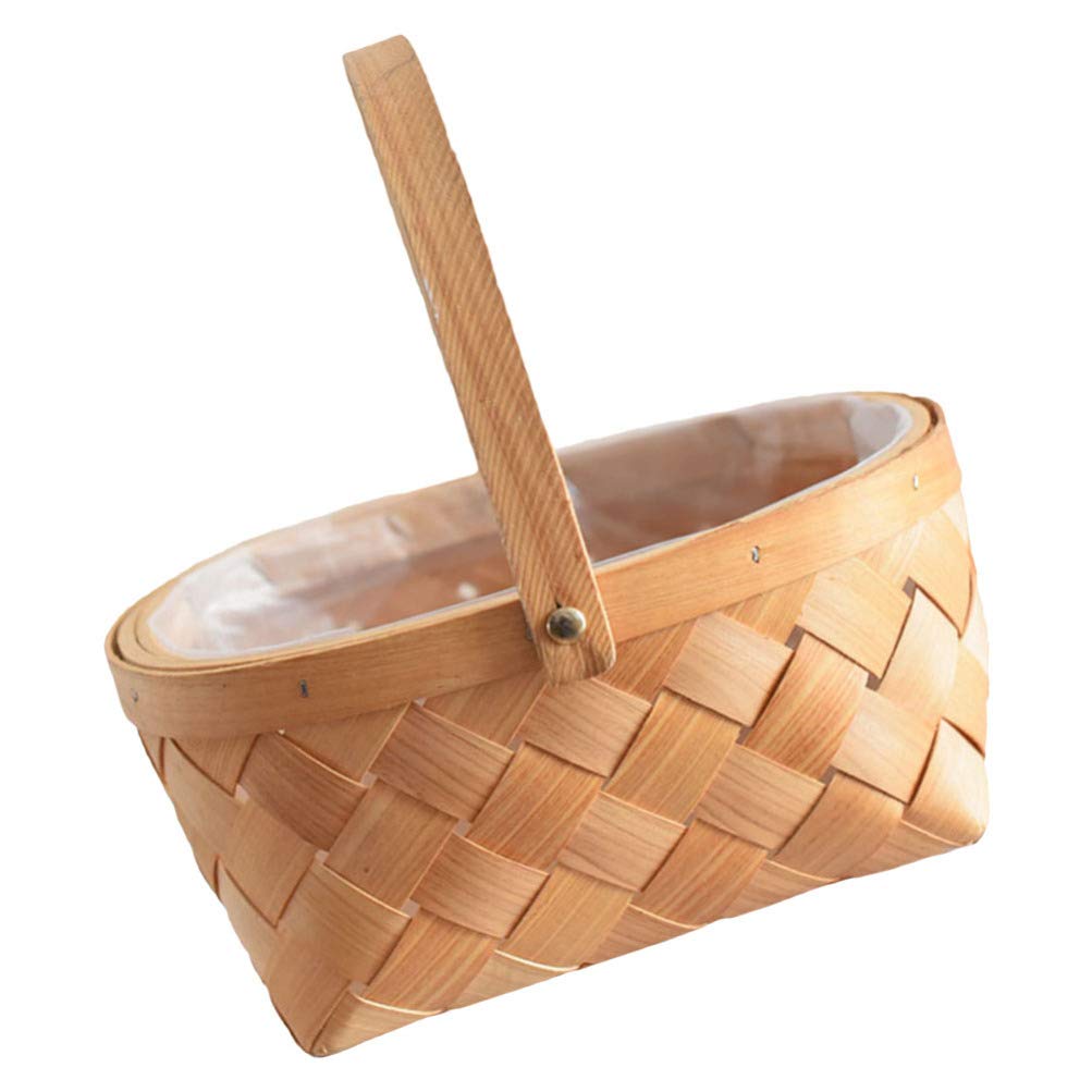 ABOOFAN 1pc Wicker Flower Basket - Elegant Wedding Flower Girl Basket, Rustic Picnic Basket & Easter Decor | Perfect for Bridal Showers, Garden Parties & Spring Celebrations