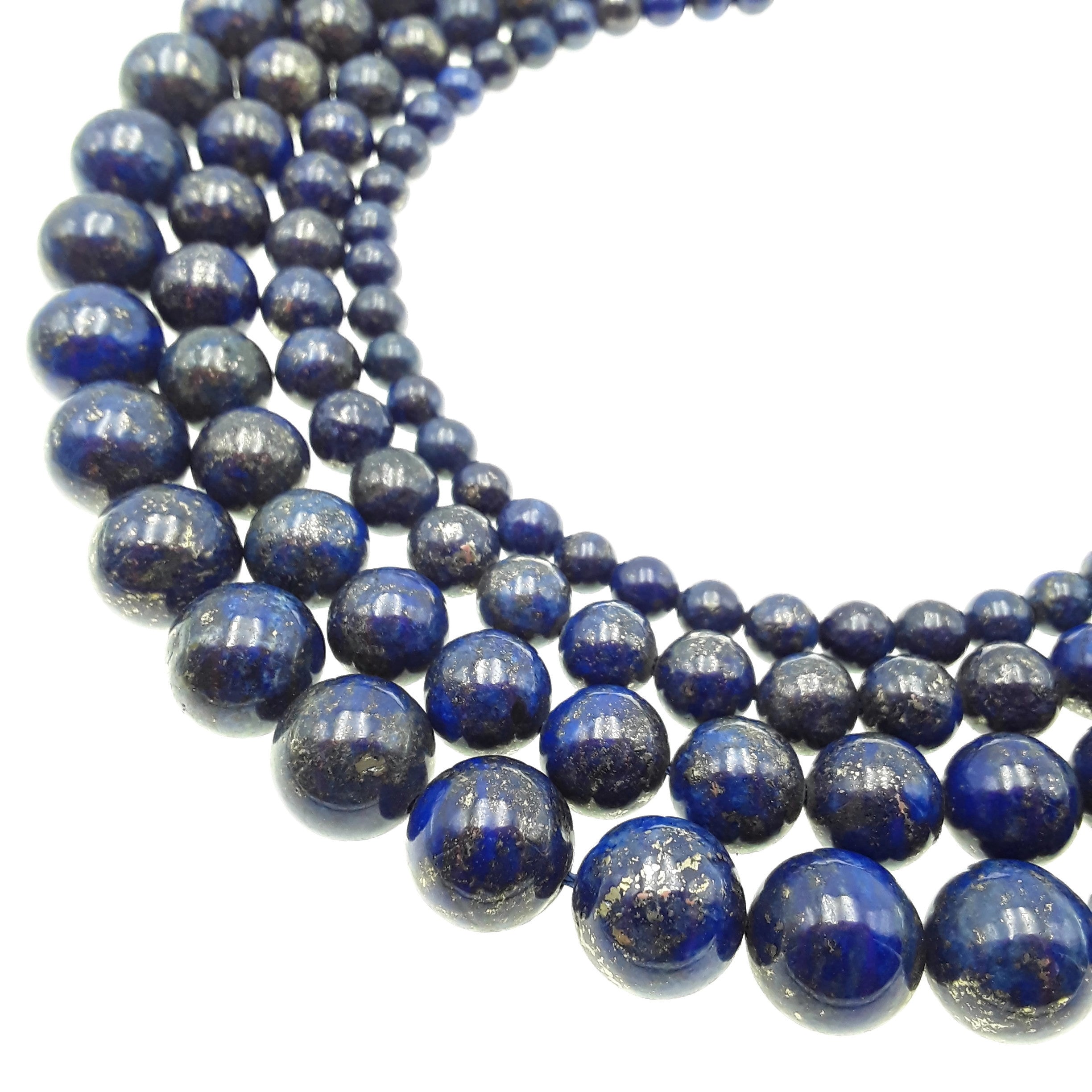 Lapis Lazuli Smooth Round Beads - 6mm, 8mm, 10mm, 12mm, 15.5 Inch Strand - Natural Stone Beads for Jewelry Making, DIY Bracelets, Necklaces & Craft Projects