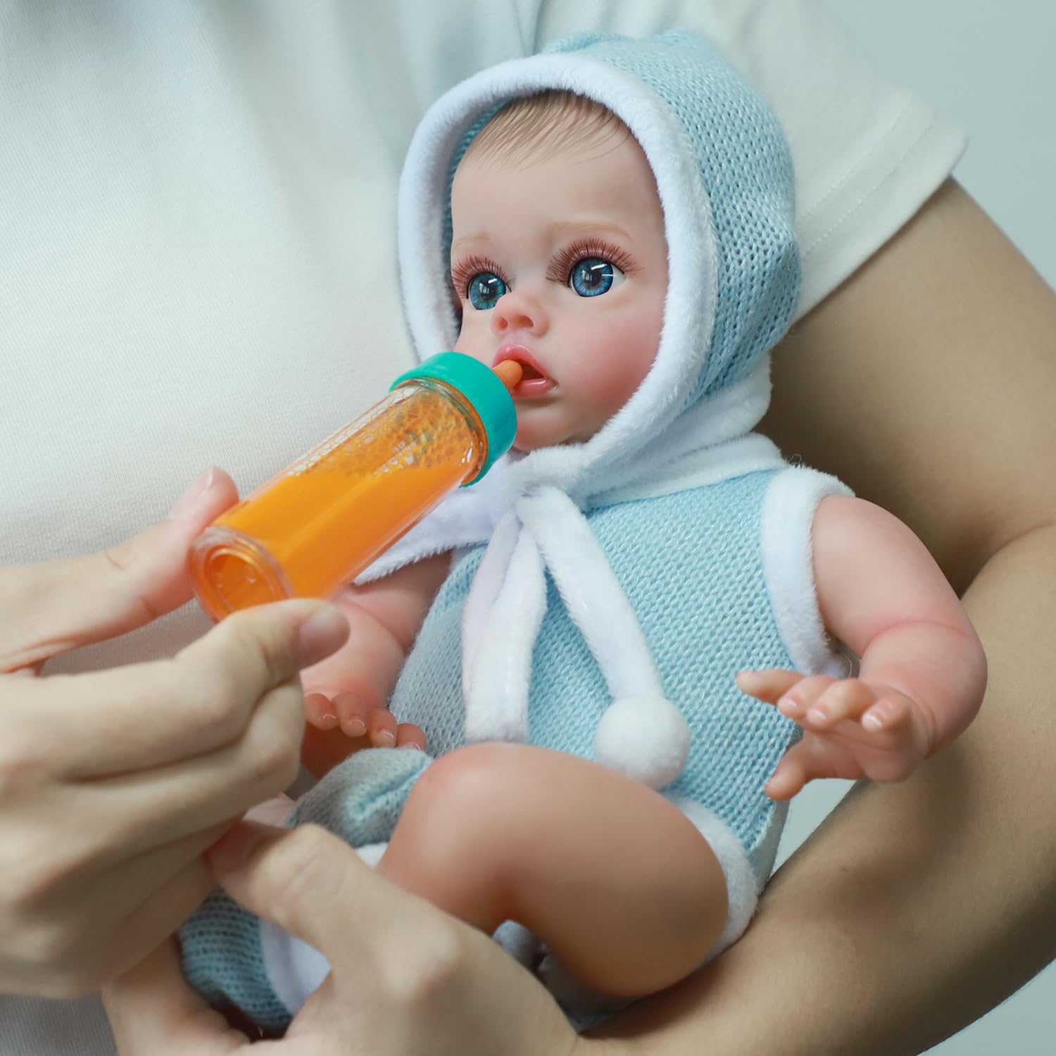 SCOM 3 Pack Baby Doll Accessories Set with Bottle & Pacifier - for Girls & Boys (Blue) - Perfect for Pretend Play