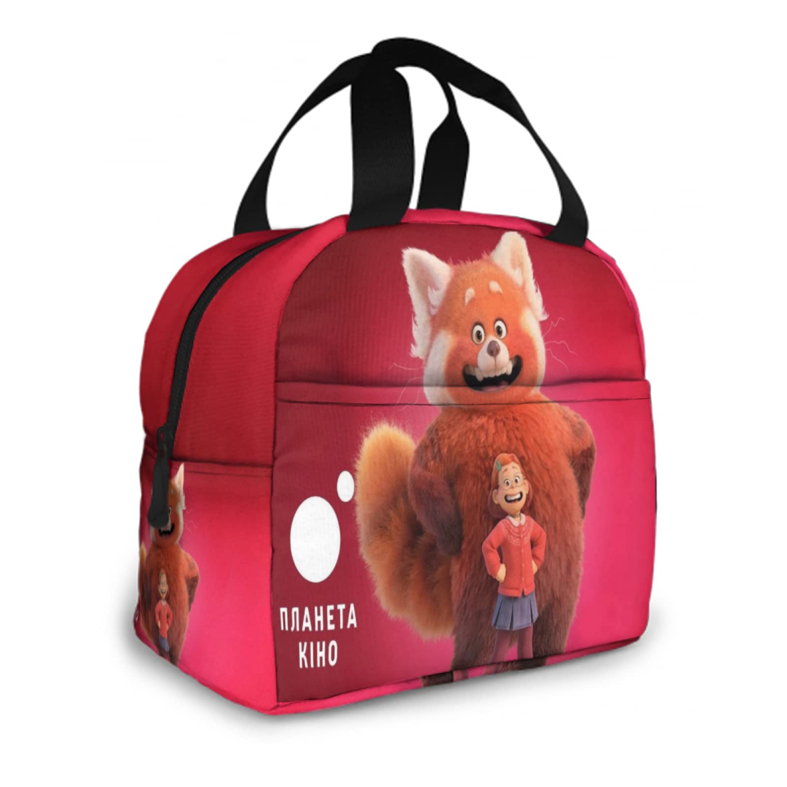 Turning Red Lunch Bag - Upgraded Insulated Reusable Lunch Tote for Teens & Adults - Durable Canvas Lunch Box for Work, School, Picnics & Outdoor Activities - Black (One Size)
