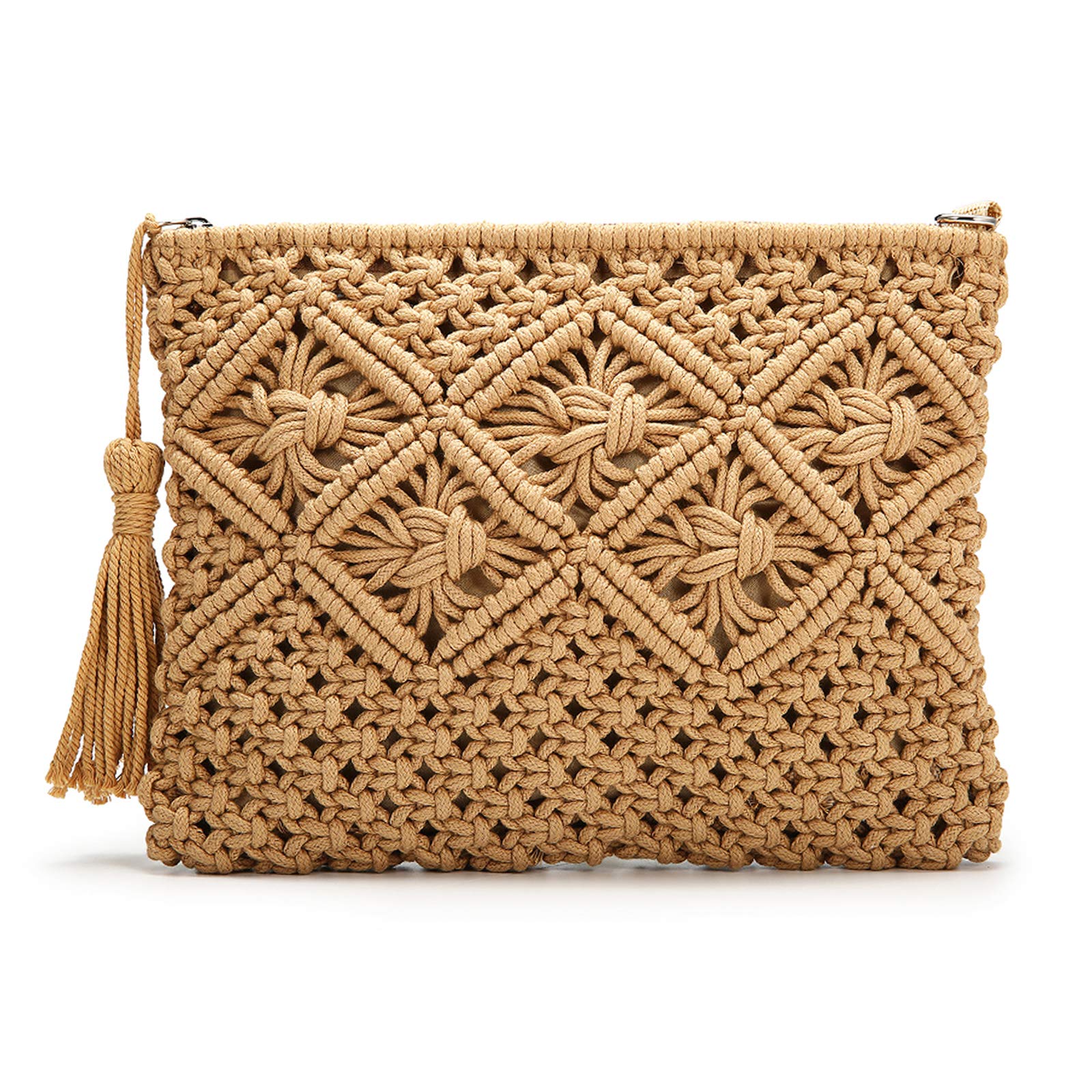 JOSEKO Women's Straw Envelope Clutch Purse - Fashionable Beach Handbag & Wallet for Summer, Vacations, Pool Parties and Outdoor Events
