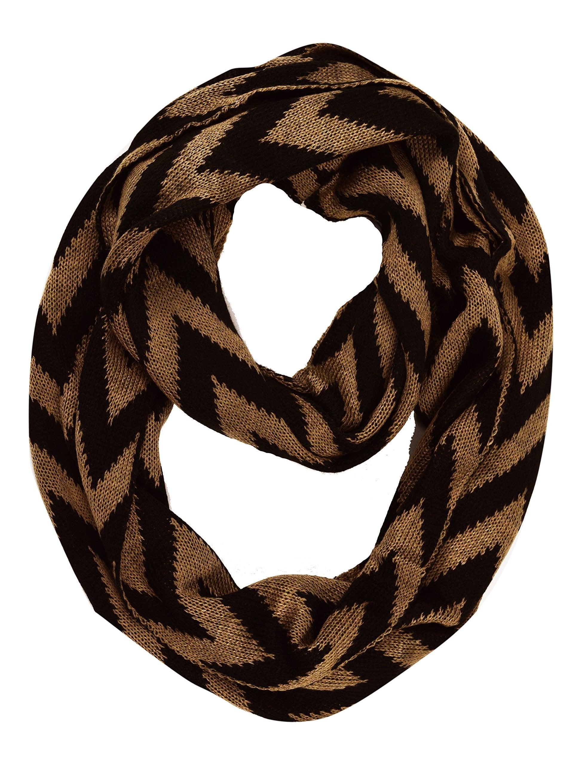 Stylish Winter Warm Soft Knit Chevron ZigZag Infinity Loop Scarf for Women - Cozy Fashion Accessory for Cold Weather, Outdoor Activities & Holiday Gifts