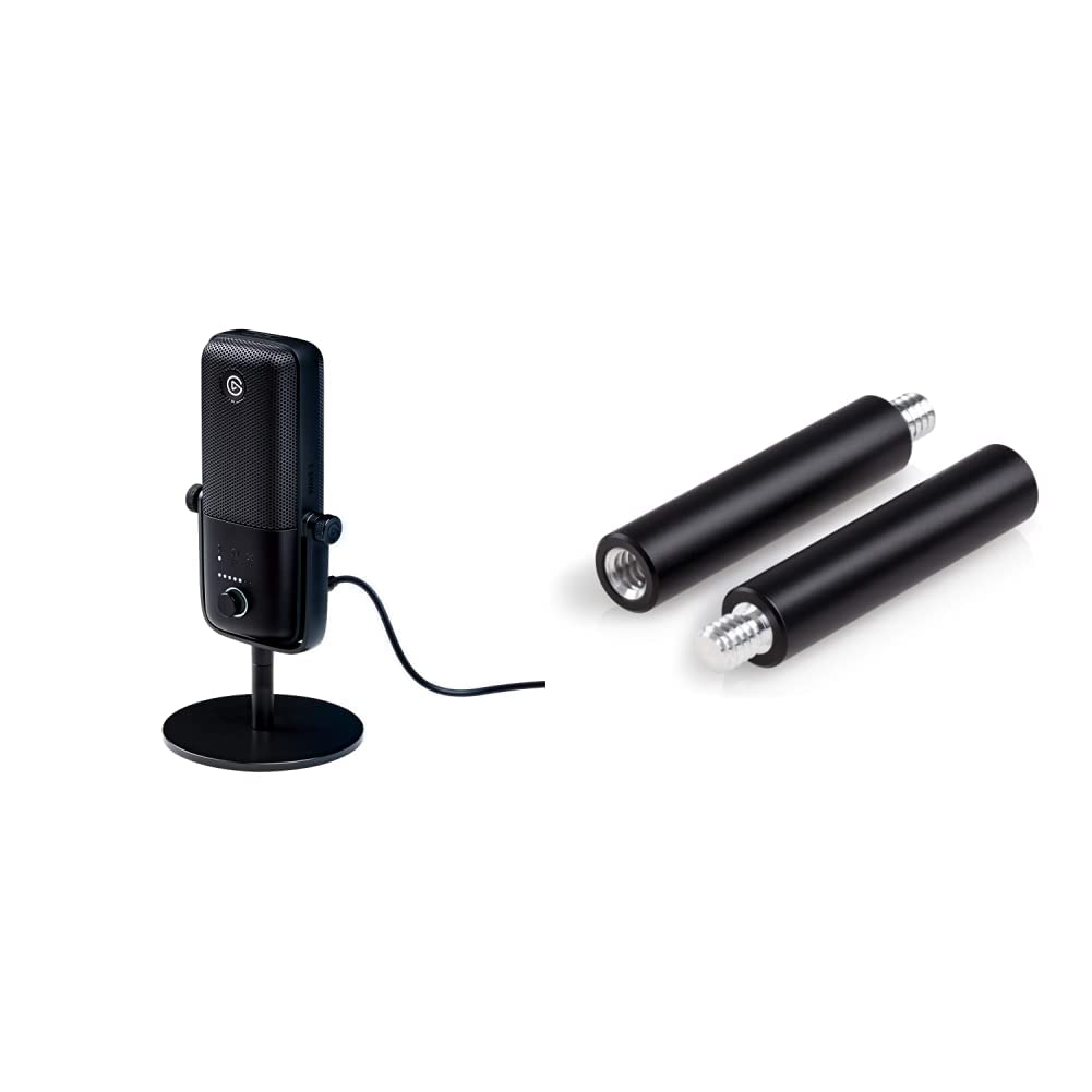 Elgato Wave:3 Premium USB Condenser Microphone with Digital Mixer & Wave Extension Rods (2x5cm/1.97in Steel Rods) - Perfect for Streaming, Podcasting & Content Creation - Compatible with Elgato Wave Mic Stand (10MAF9901)
