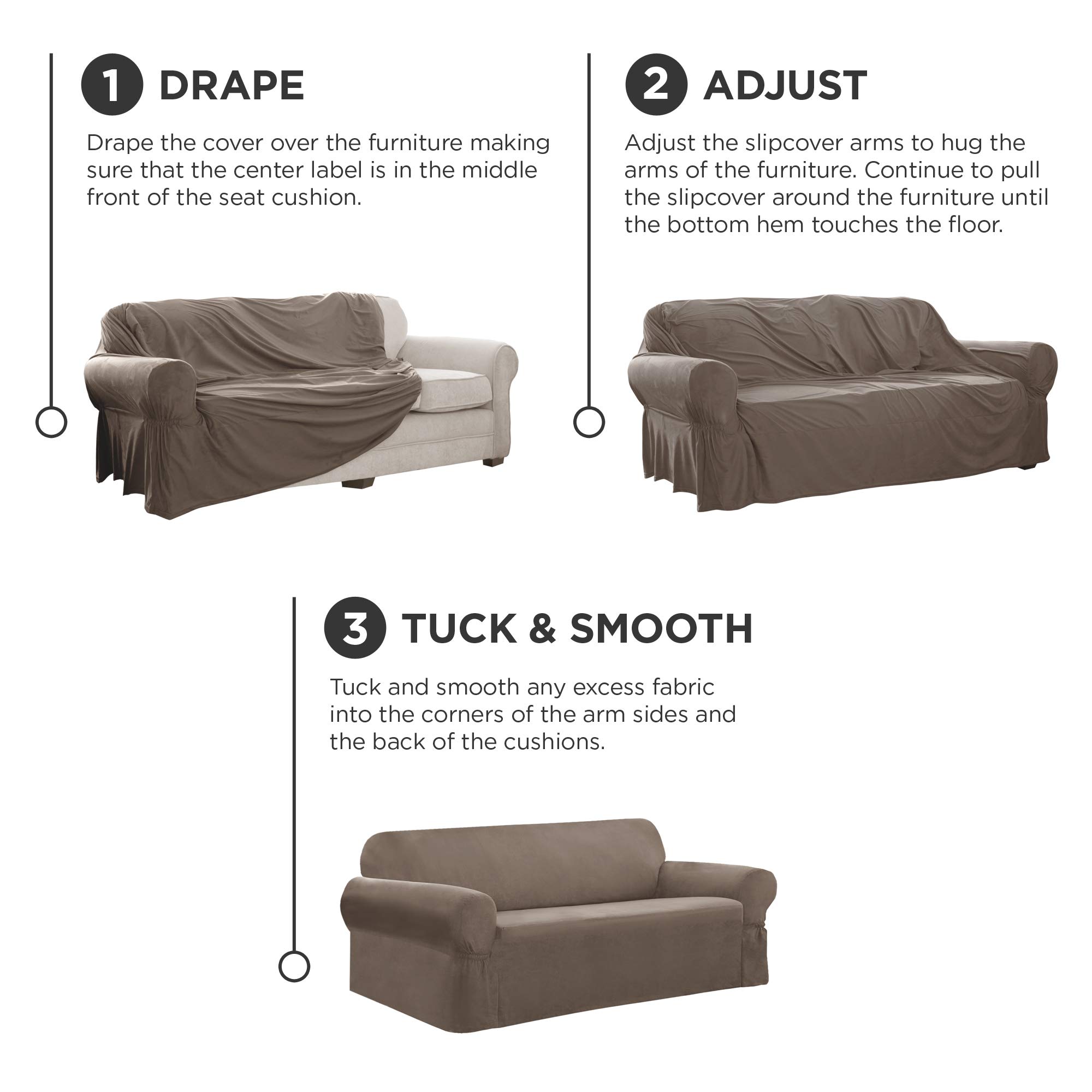 Zenna Home Chocolate Brown Stretch Plush Sofa Slipcover - 1 Piece Furniture Protector for Living Room, Bedroom & Pet-Friendly Homes