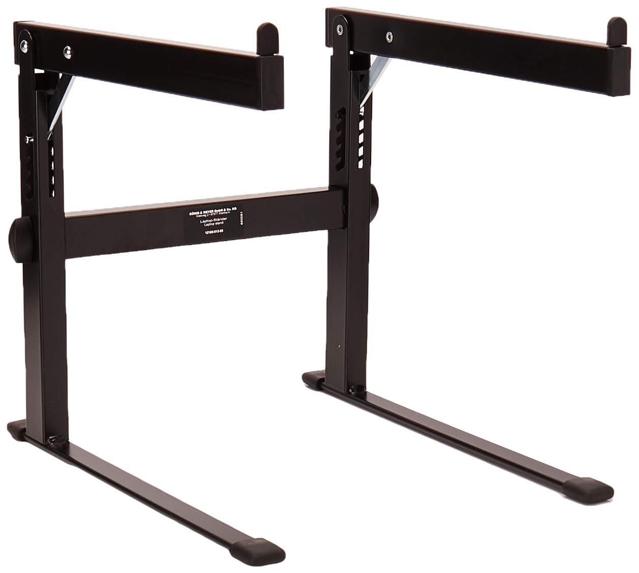 K&M 12180 Adjustable Laptop Stand for Desk - Ergonomic Black Computer Riser with Ventilation, Compatible with MacBook, Dell, HP - Perfect for Home Office, Gaming & Workspace Setup