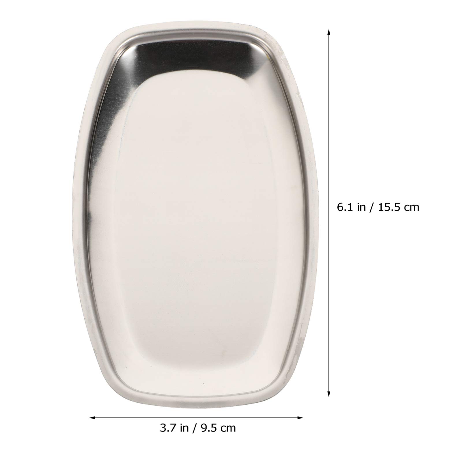 Hemoton 2-Piece Stainless Steel Appetizer Serving Tray Set - Oval Metal Towel & Napkin Holder, Pasta Plate, Trinket Dish - Perfect for Kitchen, Dining Table, Party & Home Decor