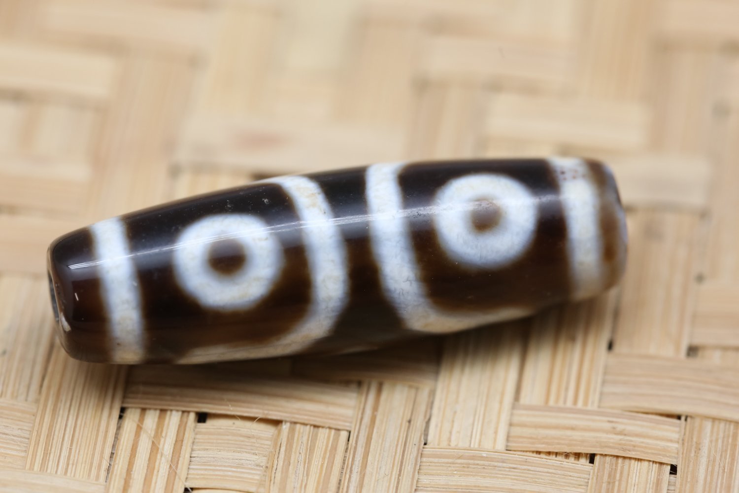 Authentic Tibetan Three Eye Dzi Bead - Genuine Agate Stone Amulet for Protection & Good Luck | Perfect for Meditation, Jewelry Making & Spiritual Healing