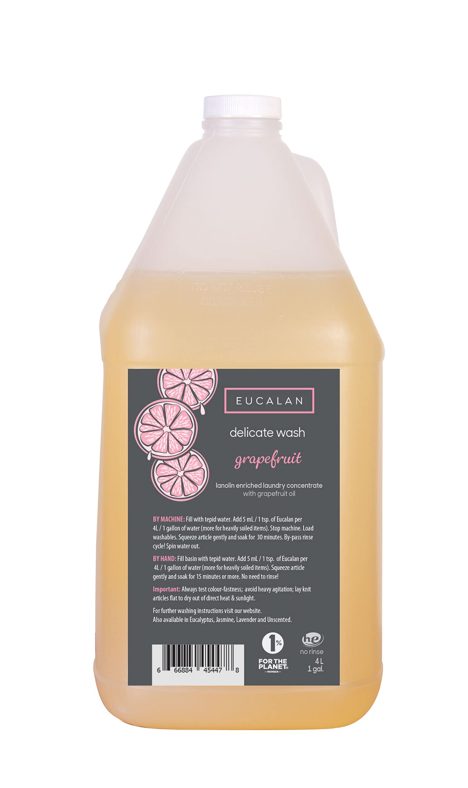 Eucalan Delicate Wash Grapefruit Scent - Gentle Laundry Detergent for Hand Wash & Delicate Fabrics - Perfect for Wool, Silk, Cashmere & Baby Clothes - 16.9 fl oz Jug